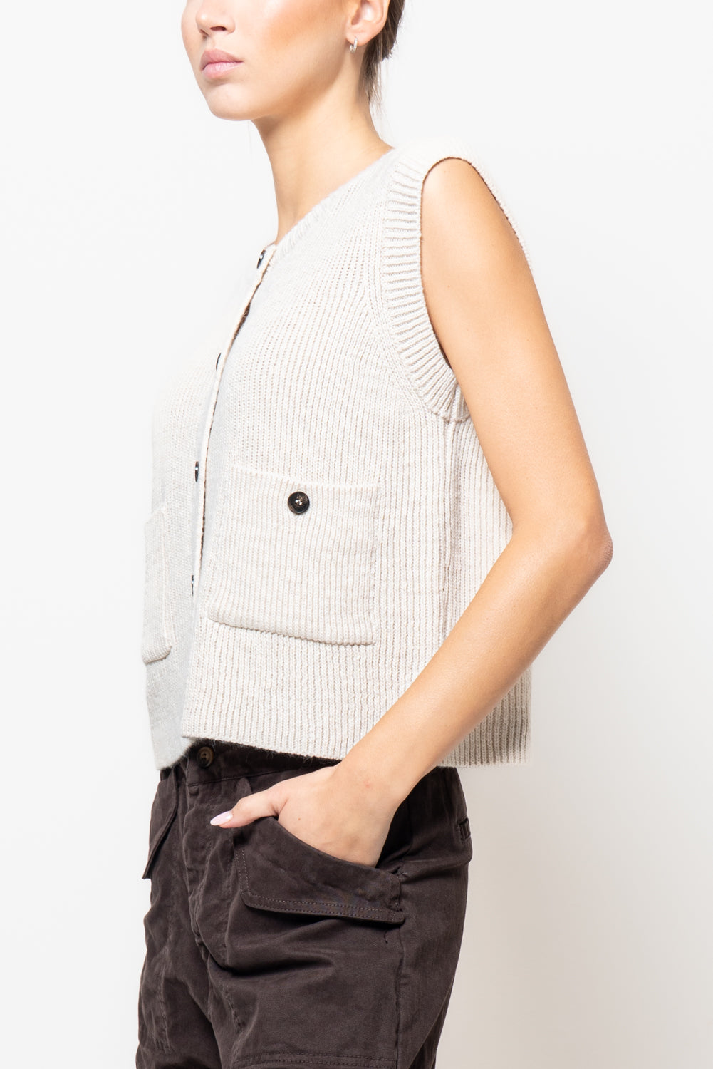 Gilet paricollo con bottoni