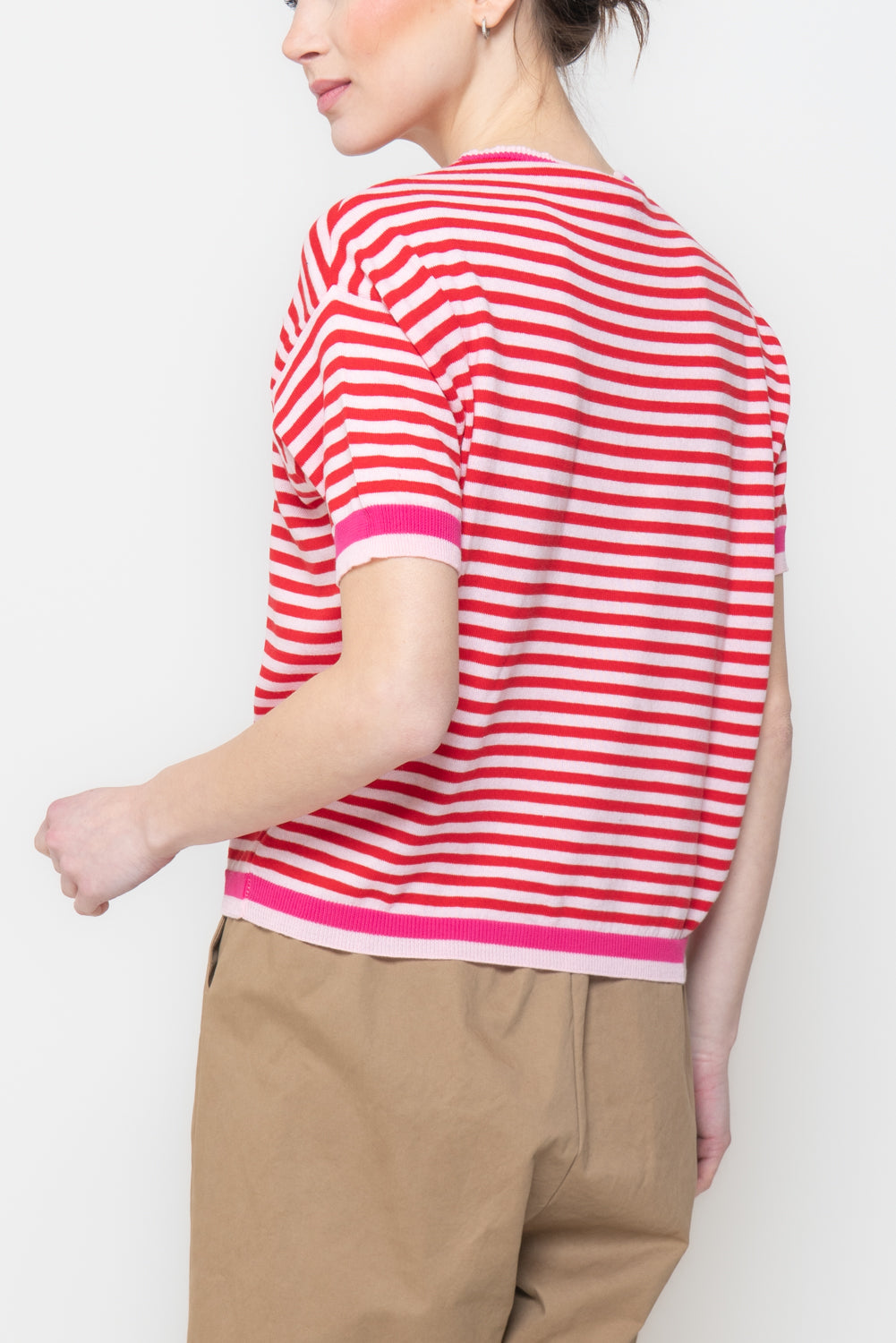 T-shirt in maglia a righe in cotone