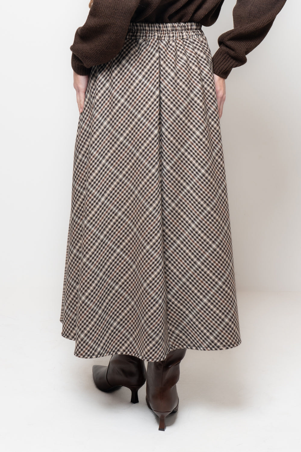 Gonna a trapezio in fantasia a quadretti