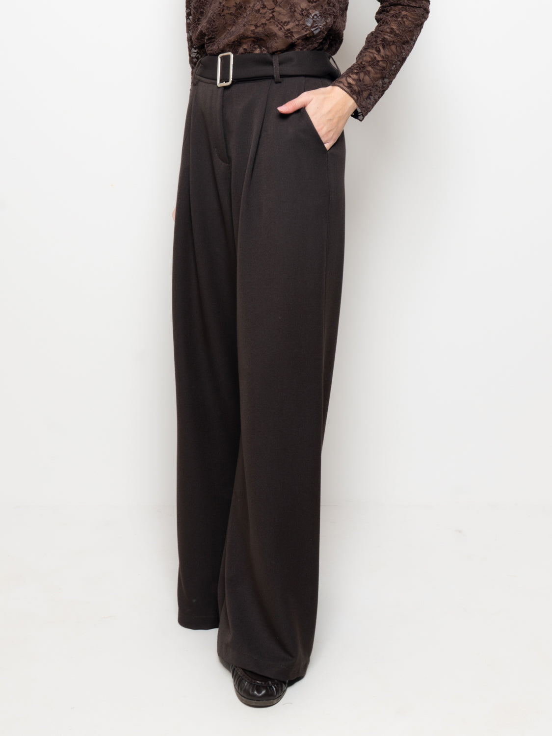 Pantalone palazzo vita alta con cintura