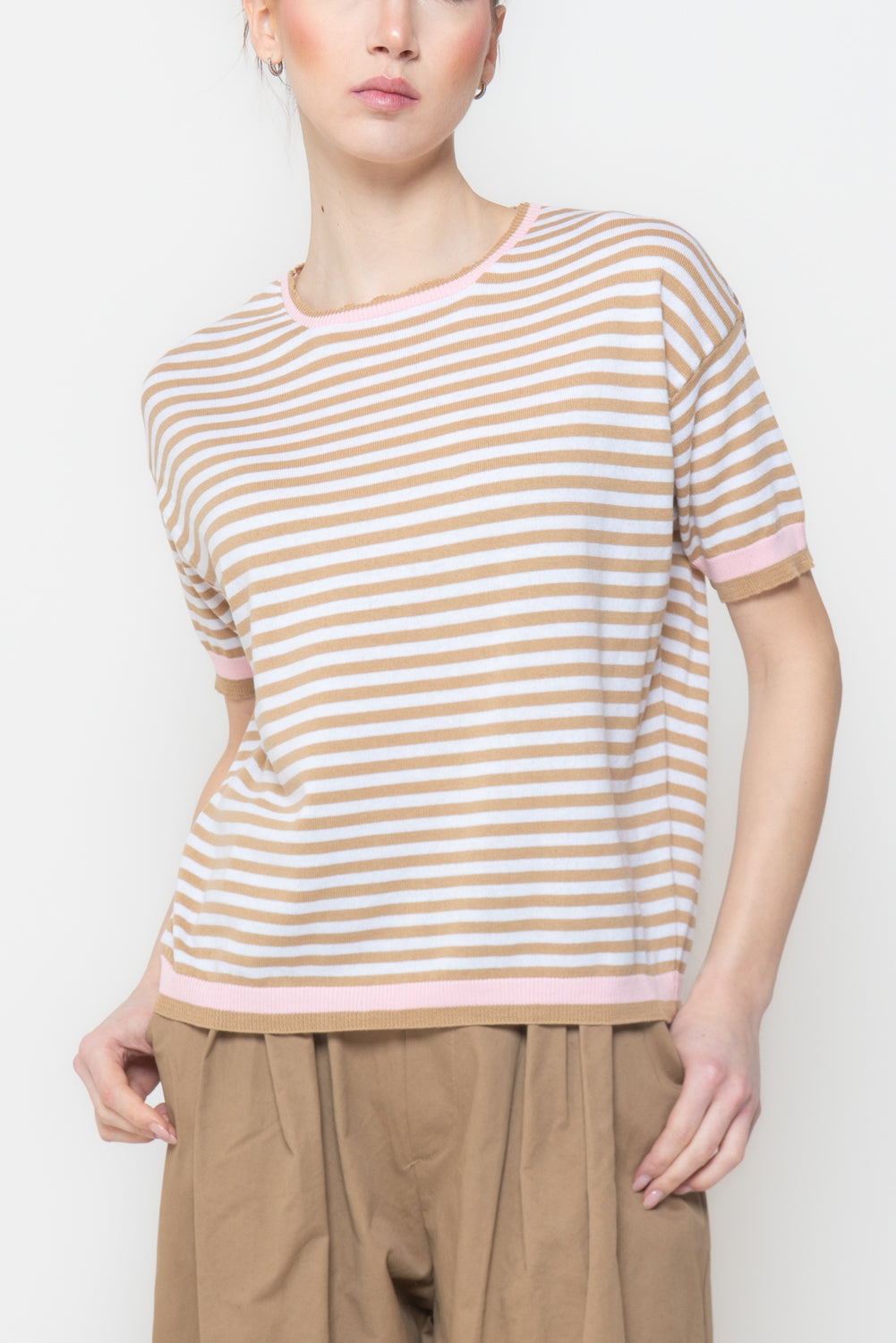 T-shirt in maglia a righe in cotone
