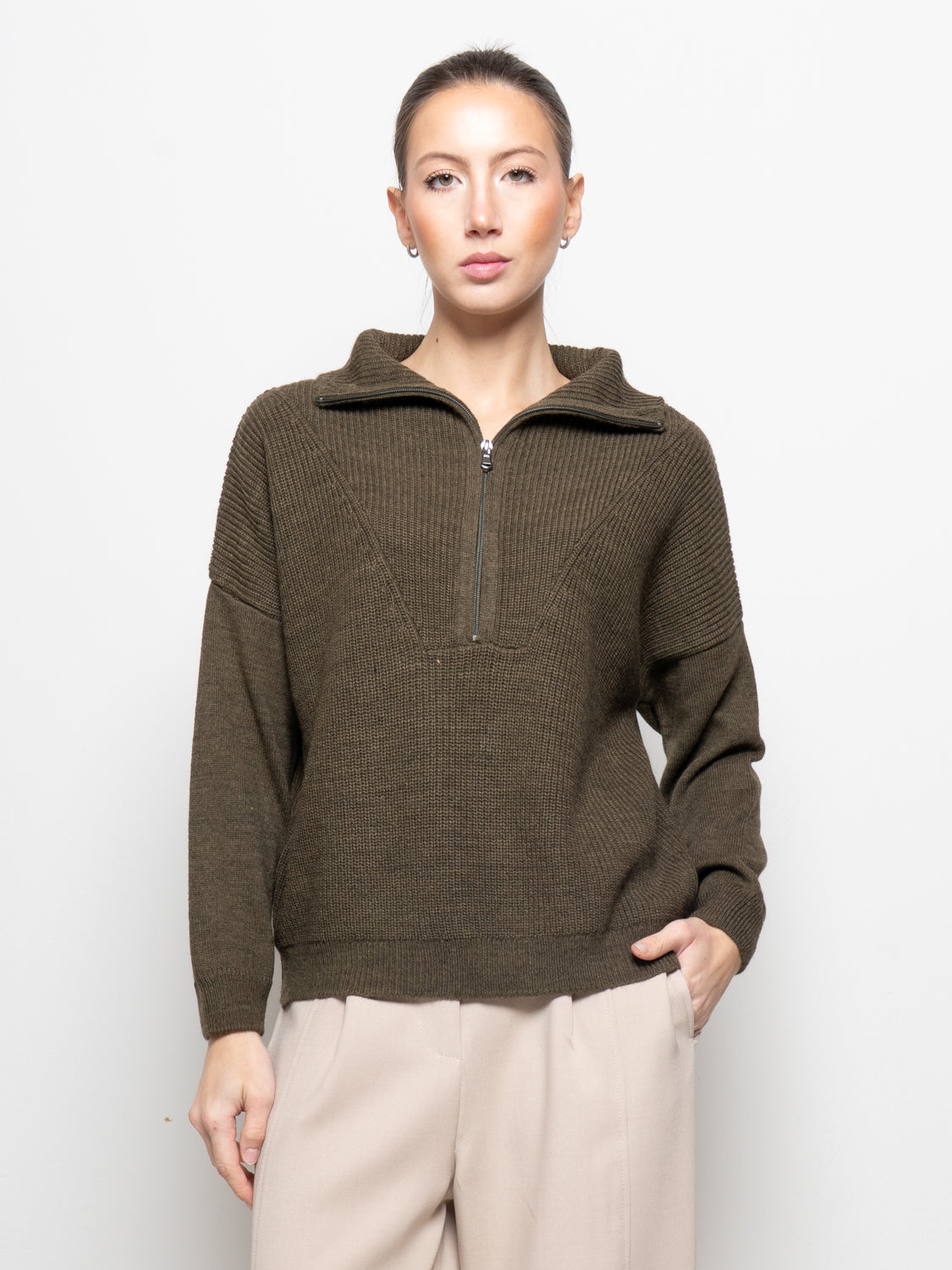 Maglione con collo a zip