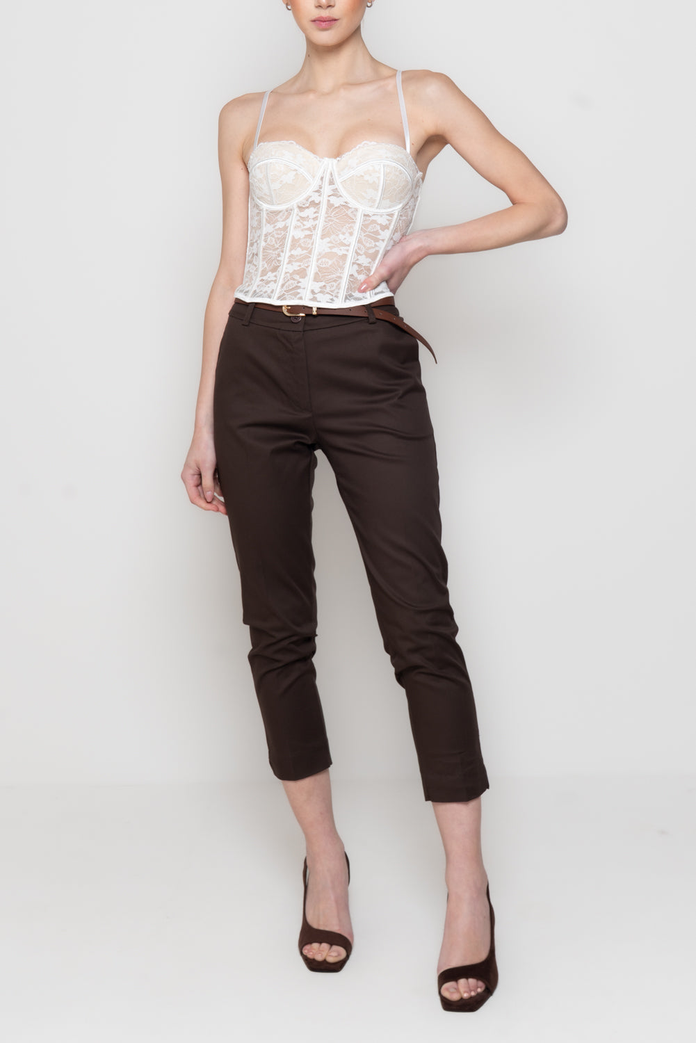 Top Bustier in Pizzo con Stecche e Stringhe
