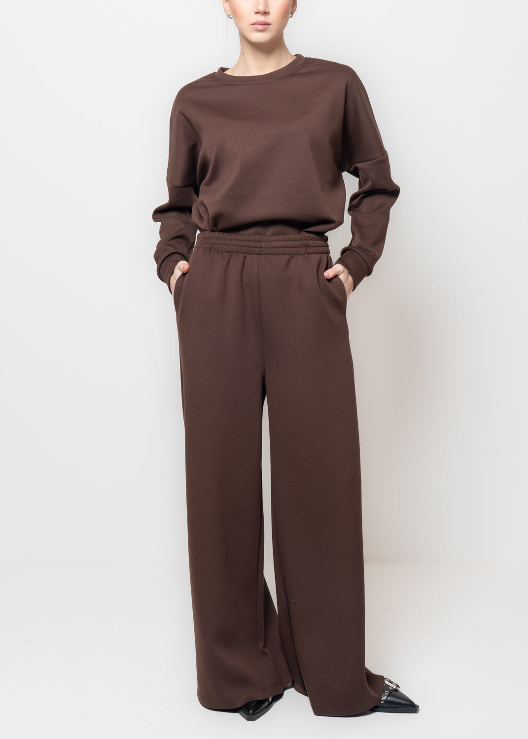 Pantalone palazzo in neoprene garzato