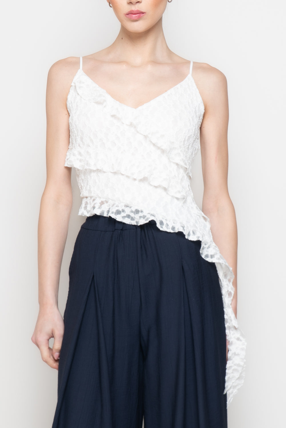 Top in Pizzo crop con Volant