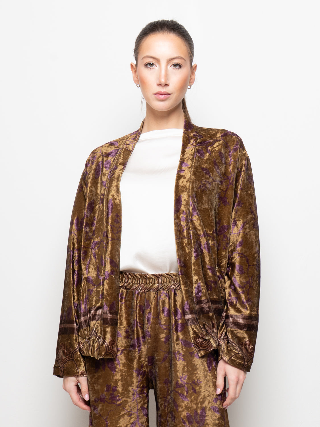 Blazer in velluto stampa floreale