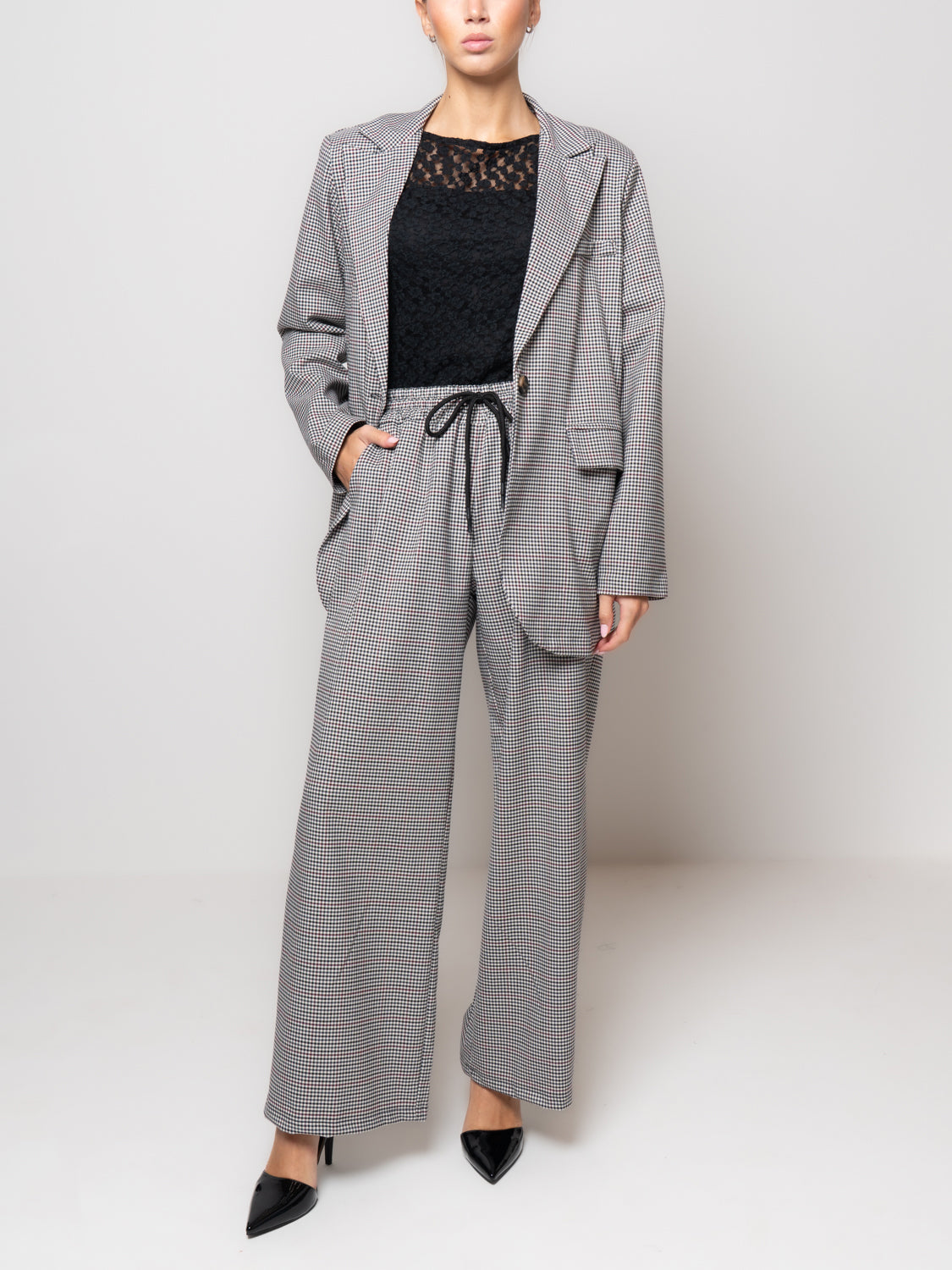 Pantalone pied de poule con coulisse