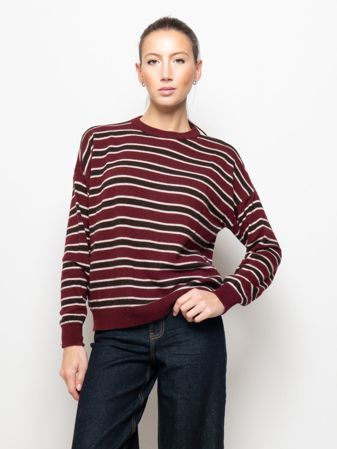 Maglia a righe misto cashmere