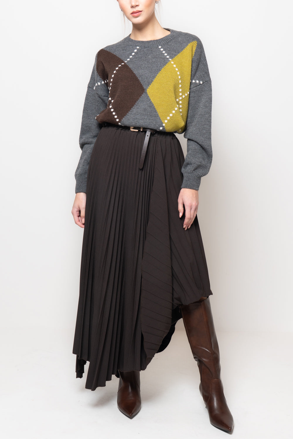 Gonna plissè asimmetrica