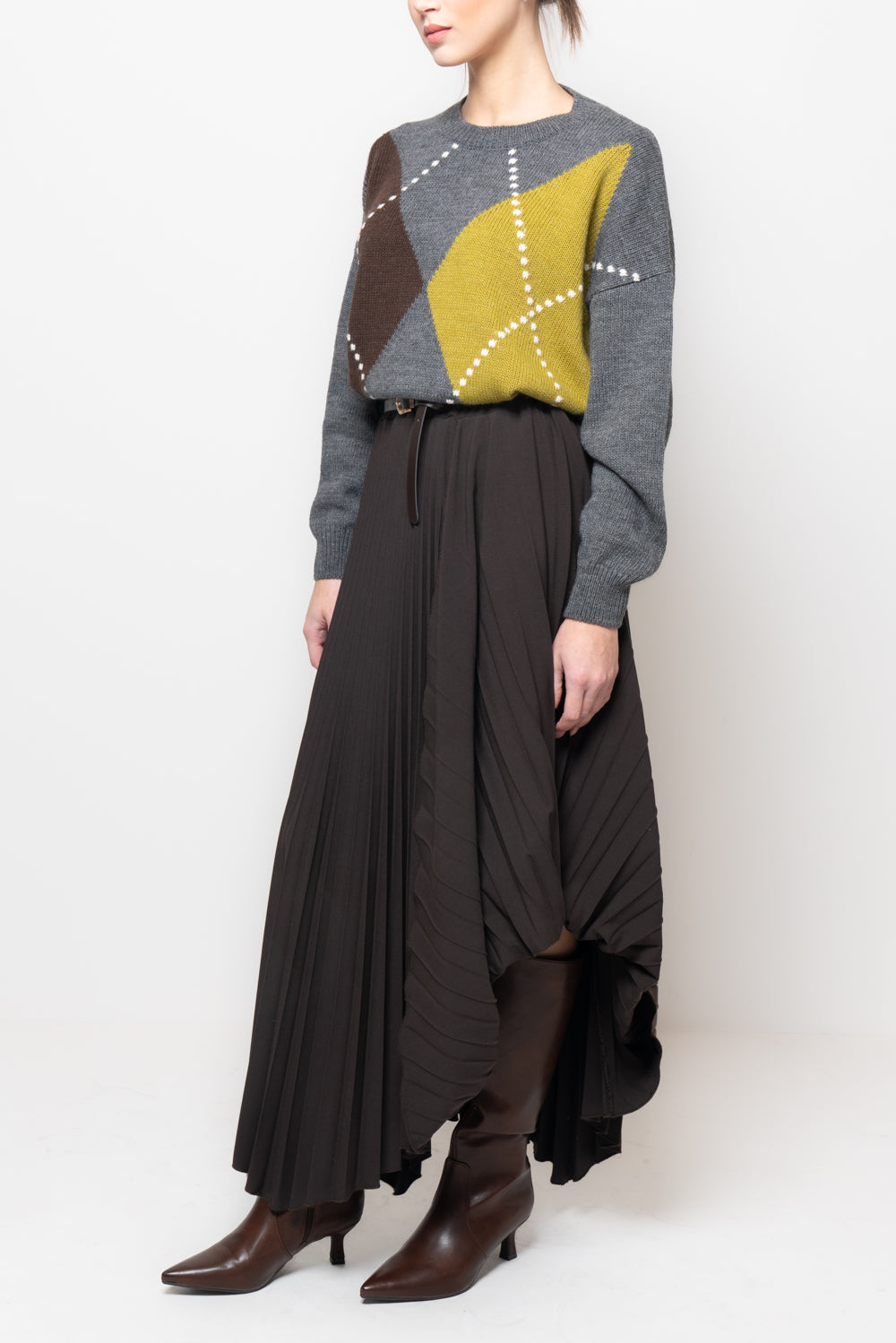 Gonna plissè asimmetrica