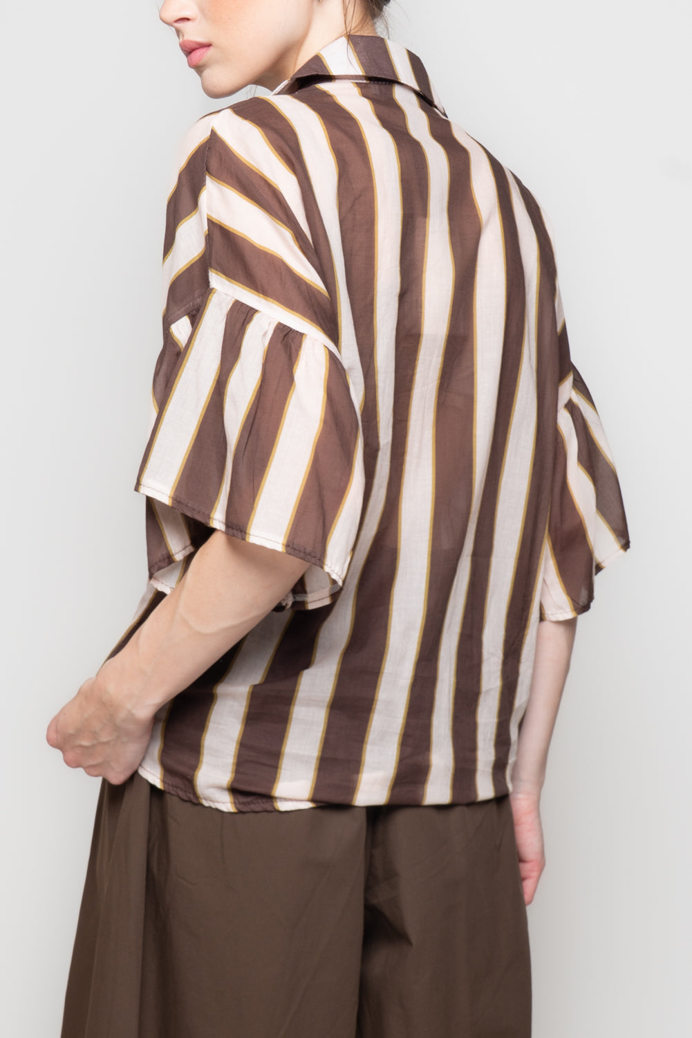 Camicia a Righe con manica Svasata