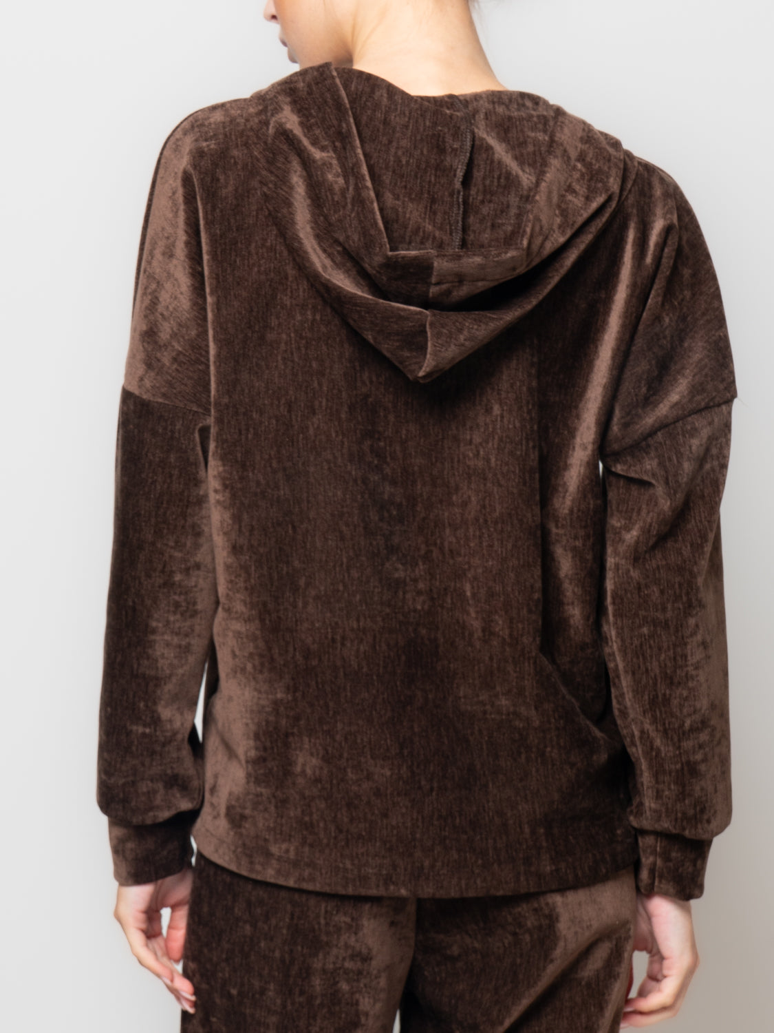 Felpa in ciniglia con cappuccio