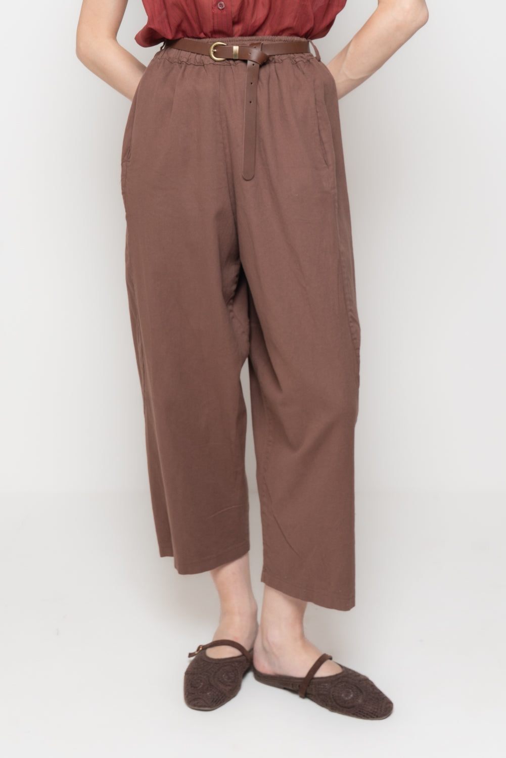 Pantalone a Gamba Larga con Cintura