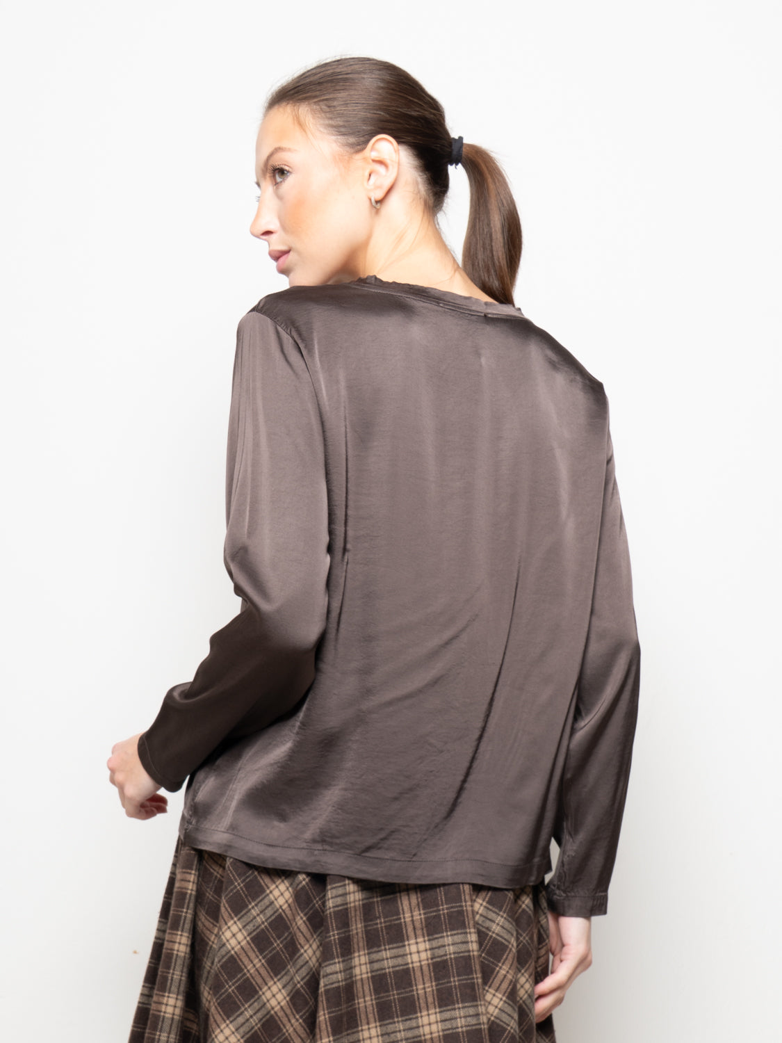 T-shirt maniche lunghe in satin