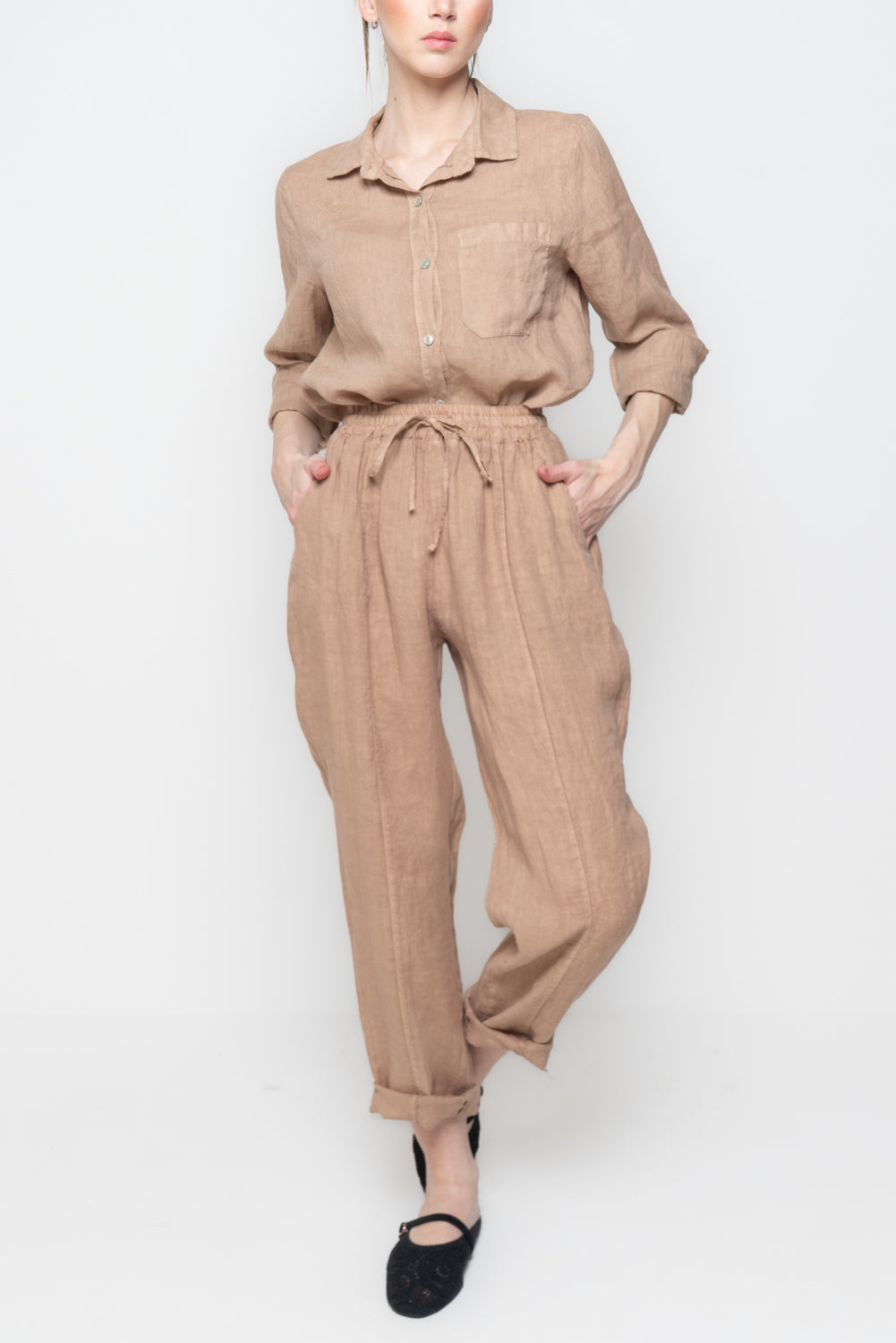 Pantaloni in Lino con Coulisse