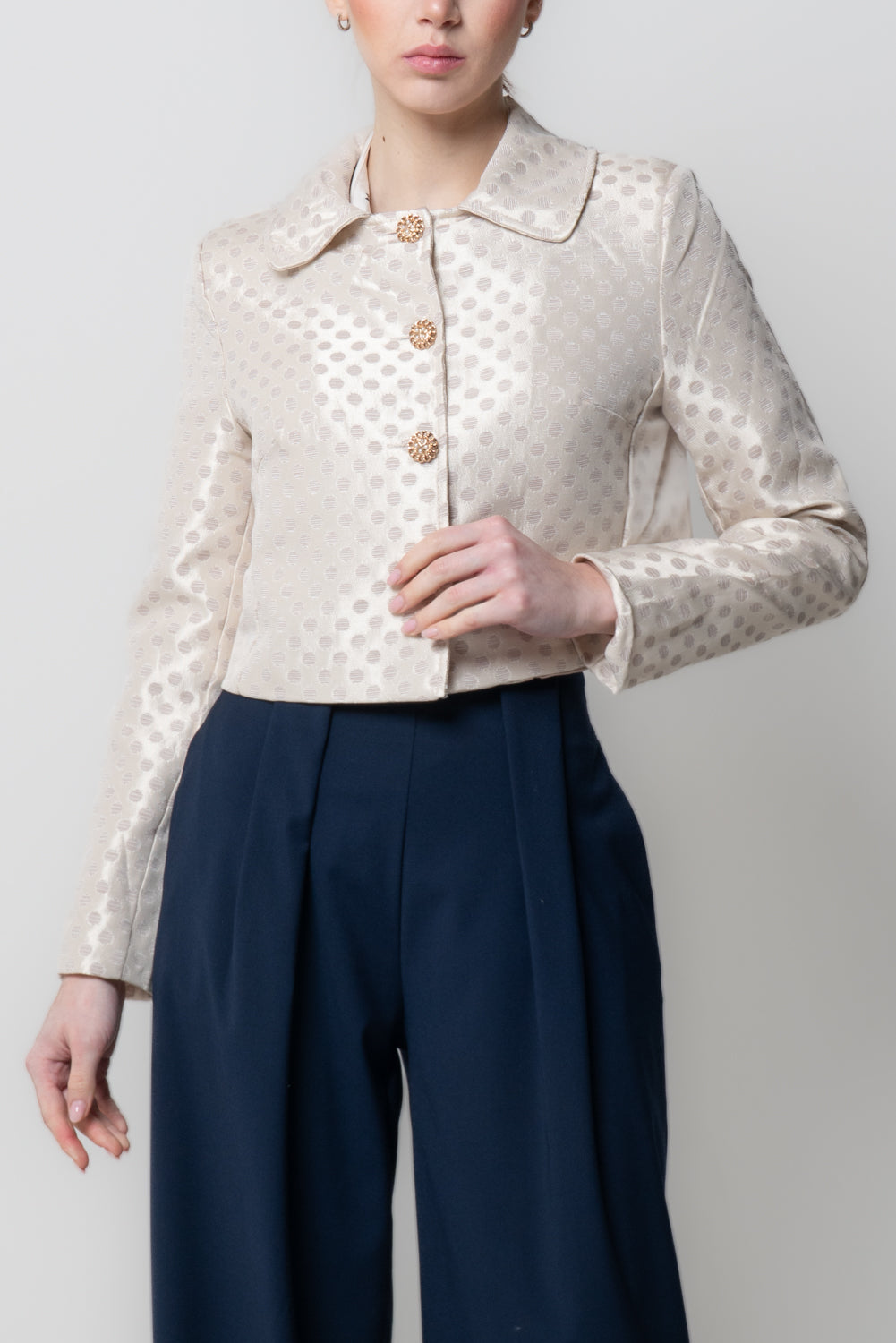 Giacca Cropped Pois Jacquard