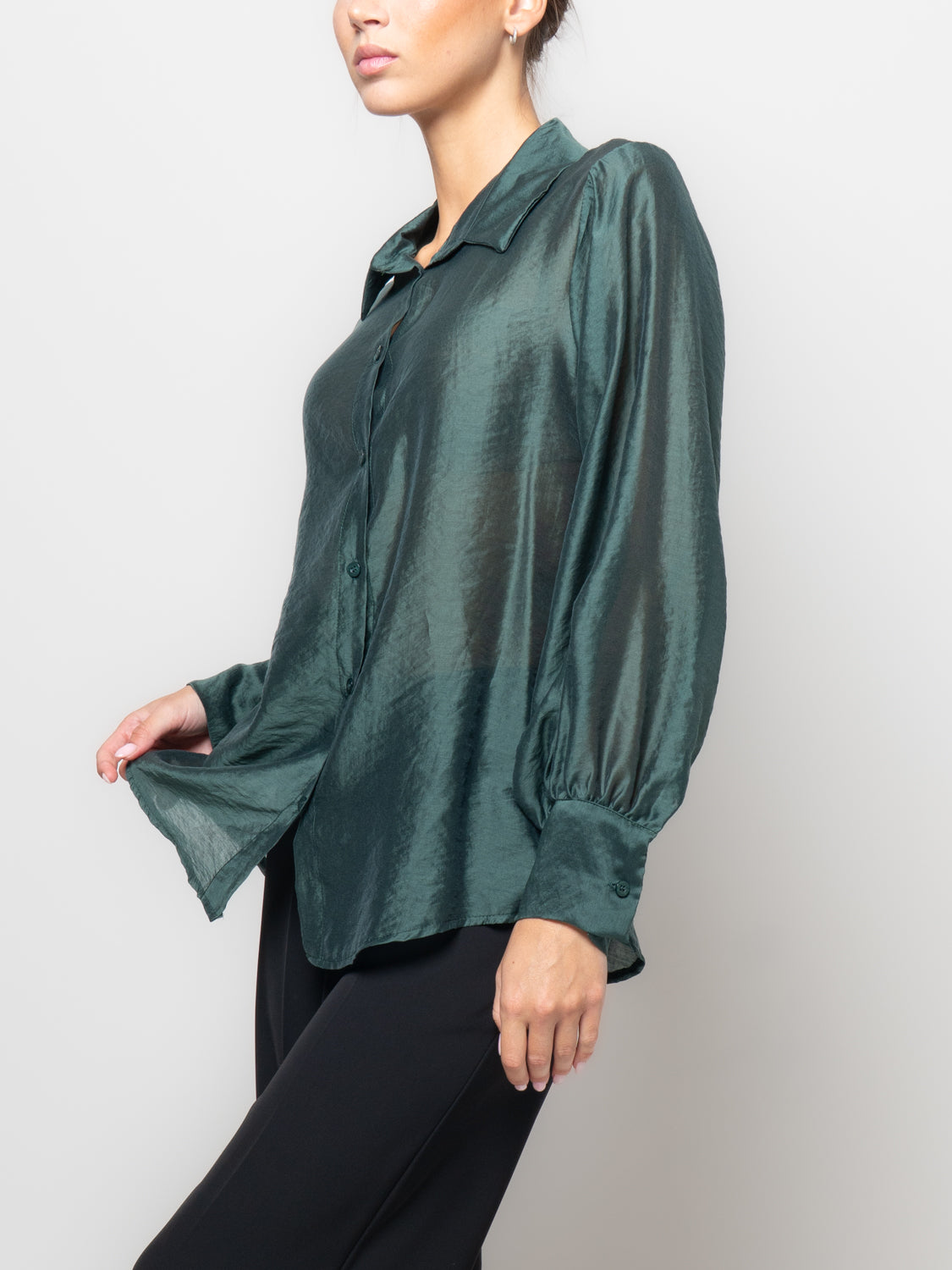 Camicia in tencel con manica volume