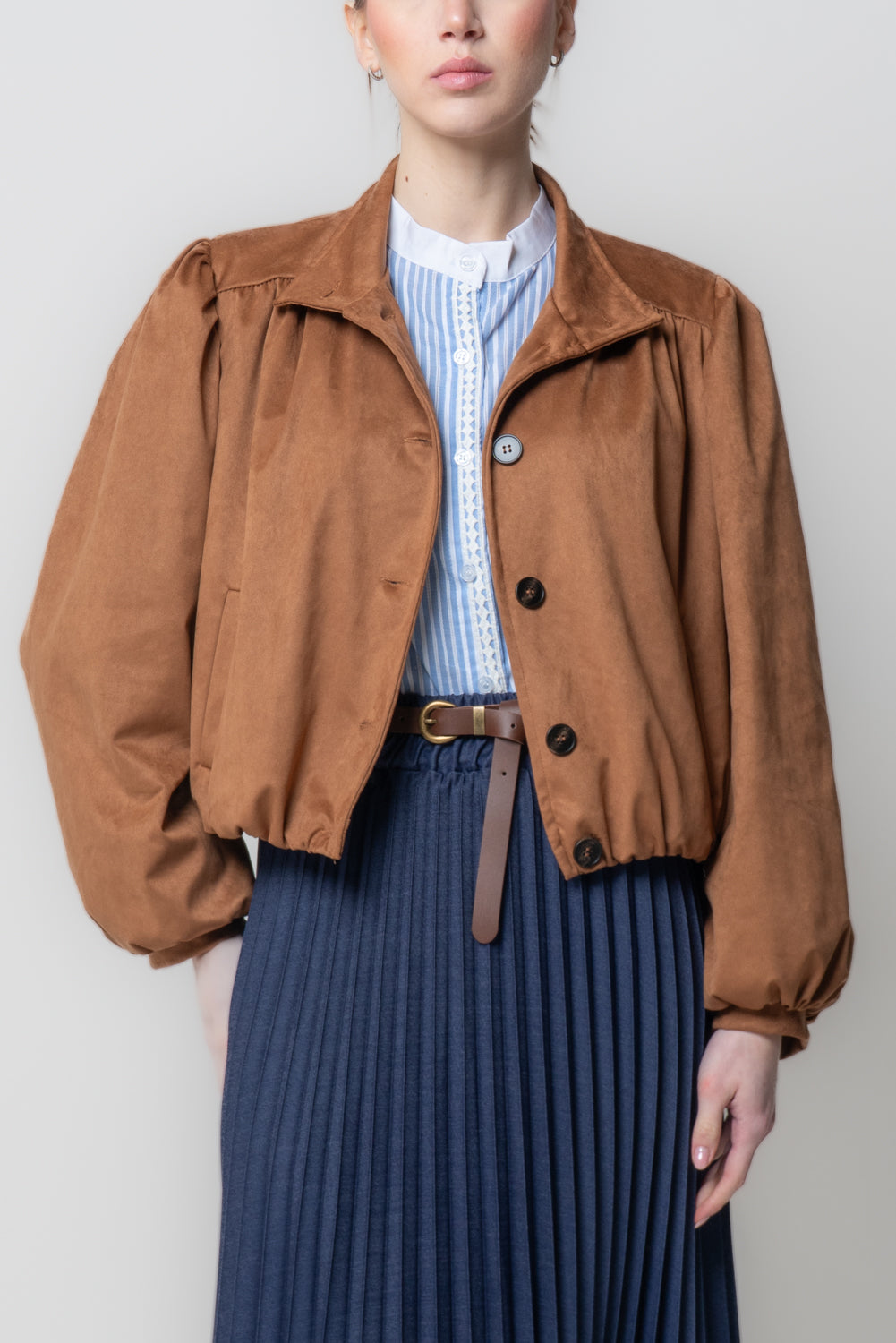 Bomber Scamosciato con Arricciature