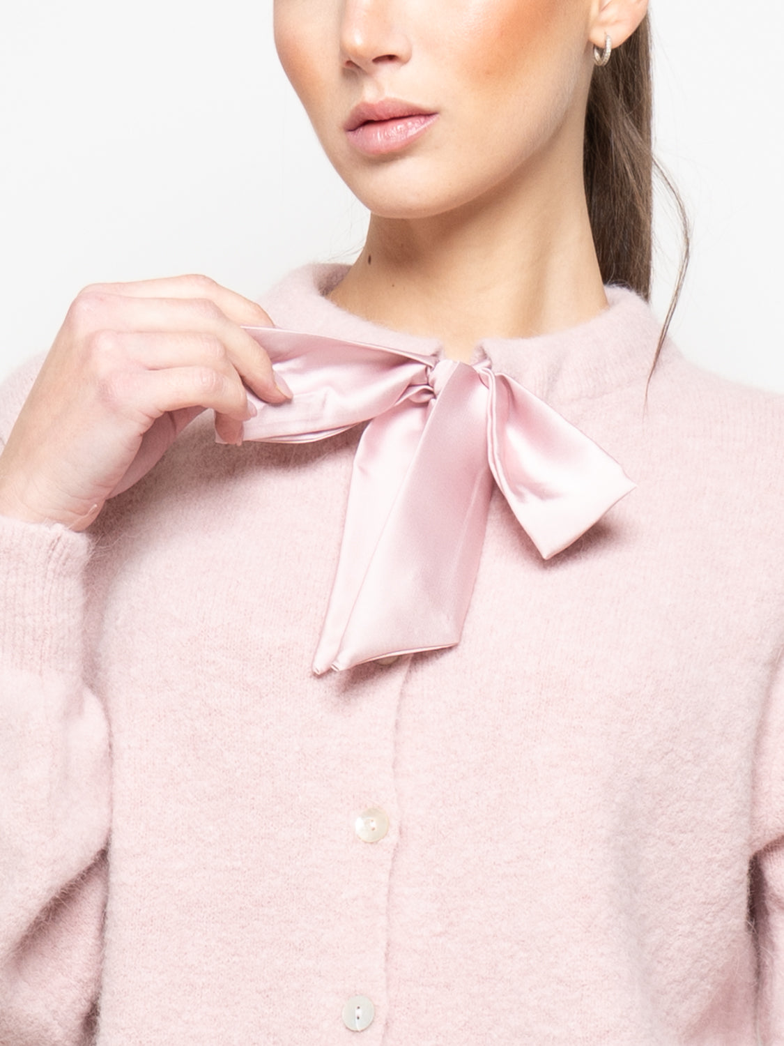 Cardigan in maglia con fiocco