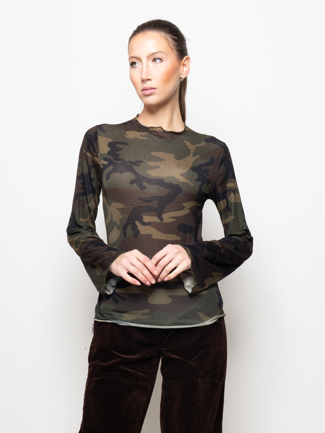 Maglia misto cashmere stampa camouflage