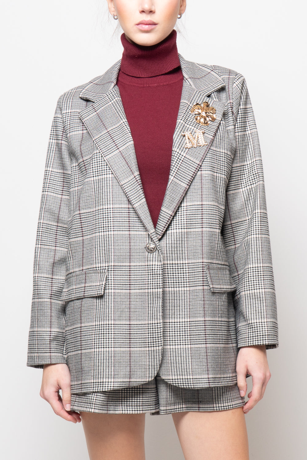 Giacca principe di galles con spille