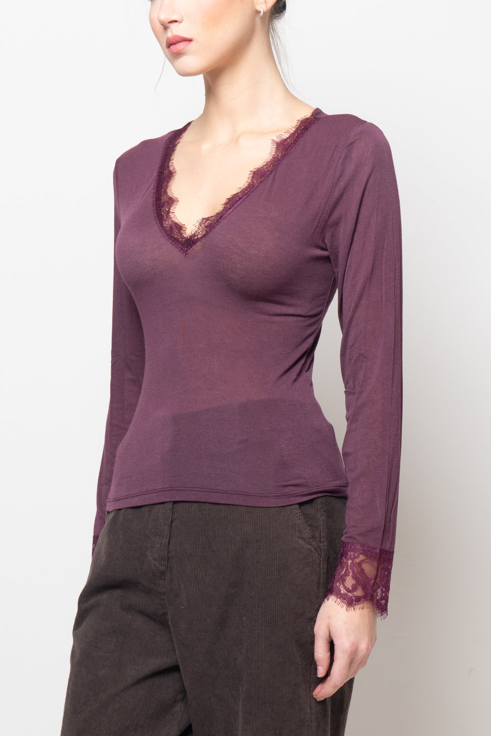 Maglia scollo a V ultralight in misto cashmere
