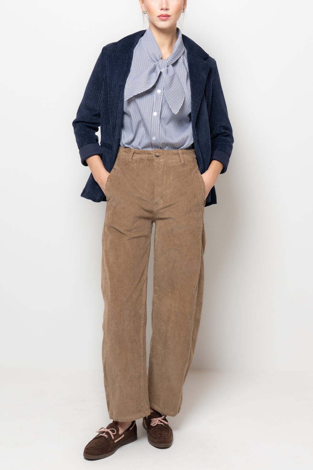 Pantaloni barrel in velluto