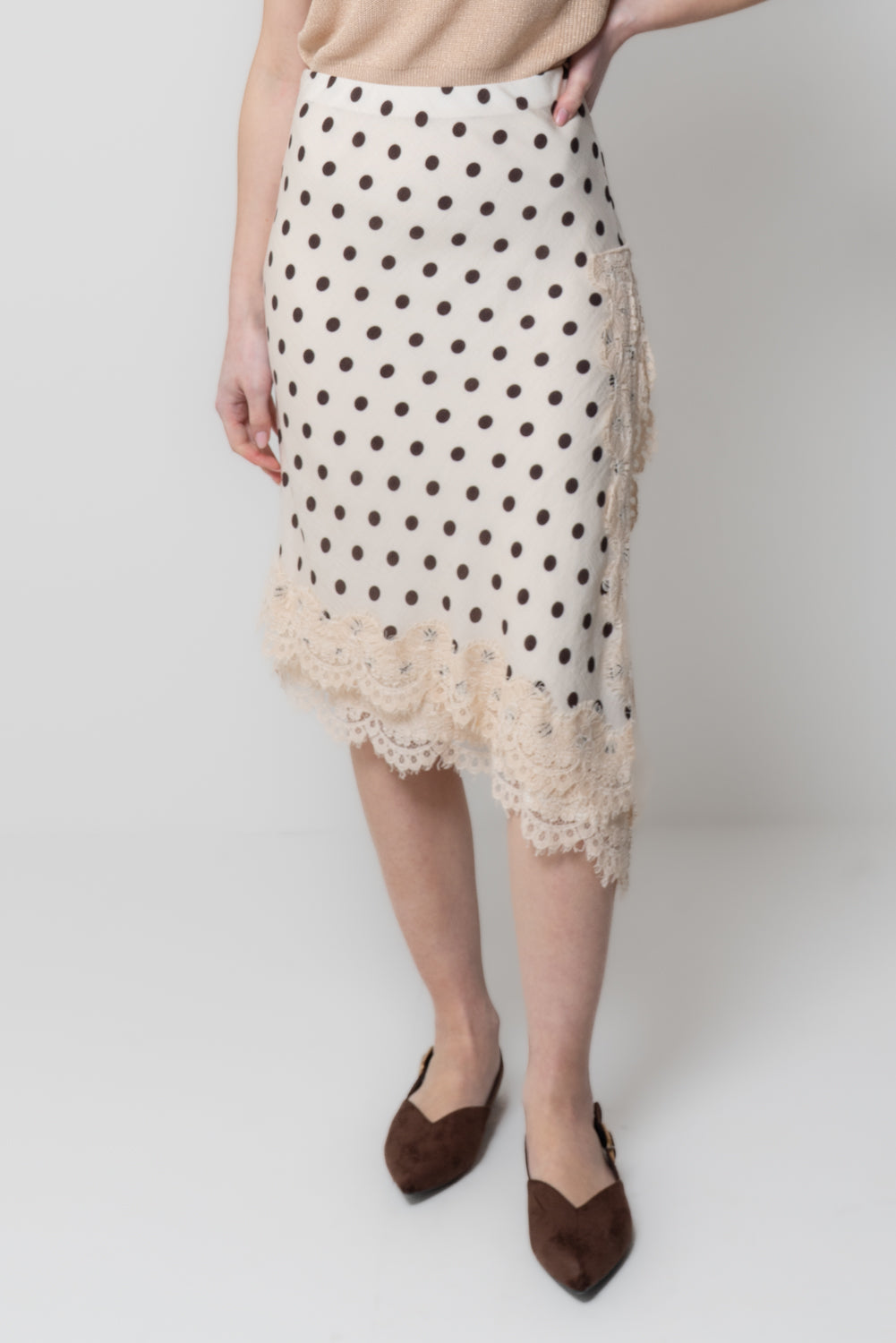 Gonna a Pois con Doppio Strato e Pizzo