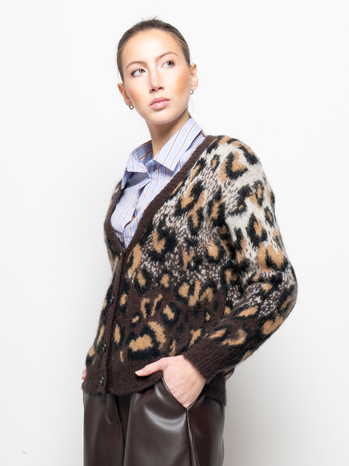 Cardigan leopardato