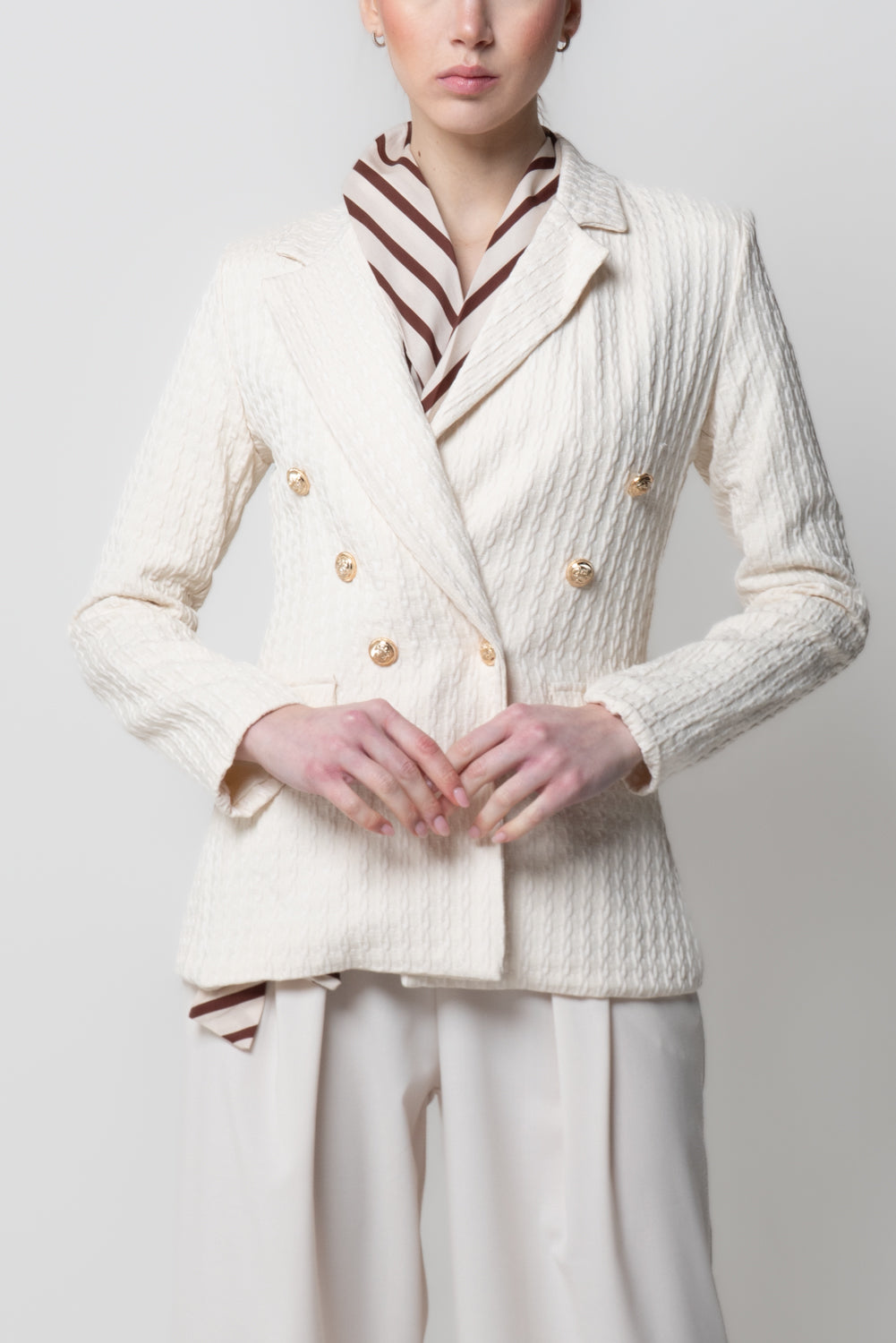 Blazer Strutturato Operato Bianco