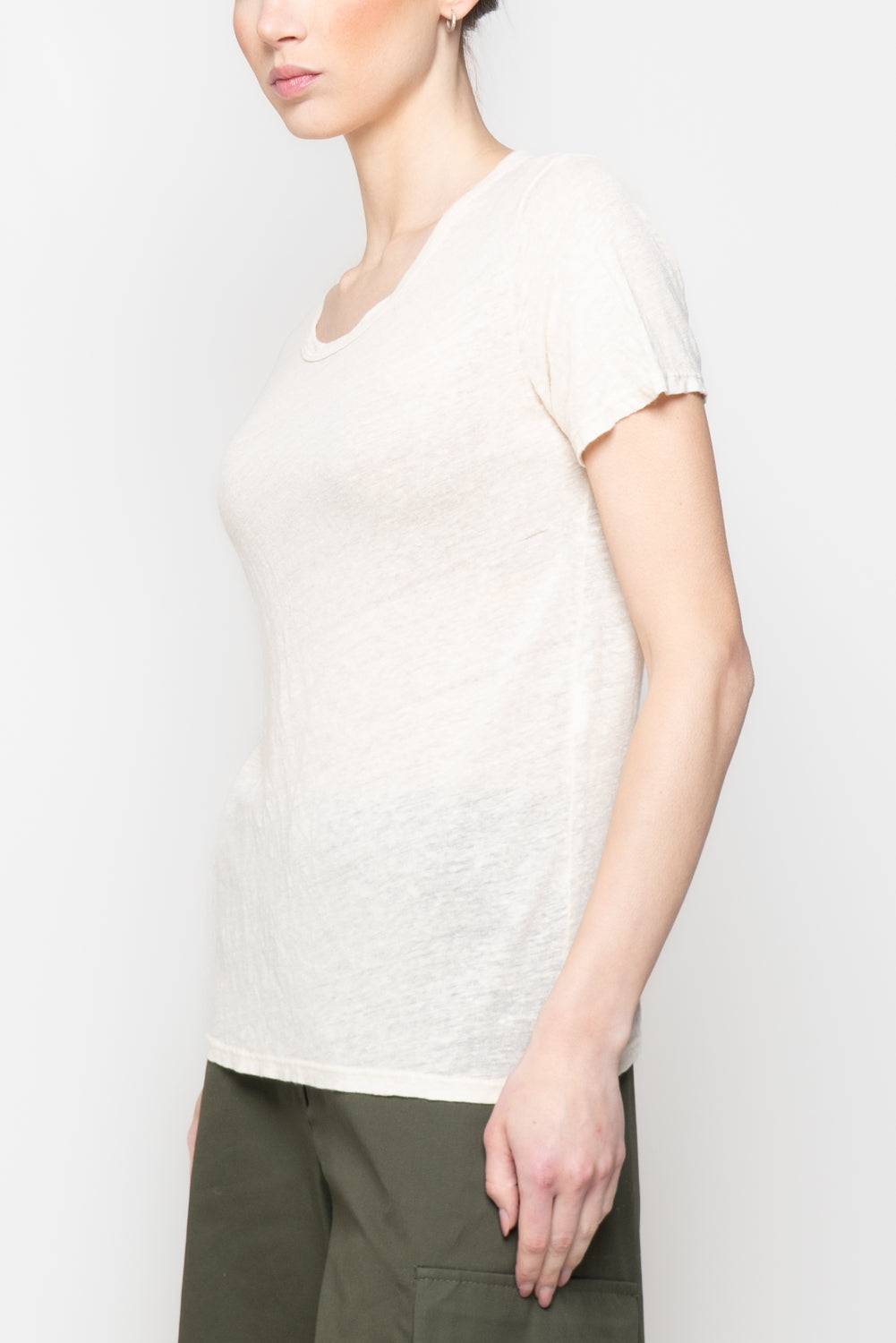 T-shirt paricollo 100% lino