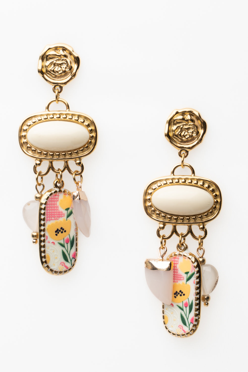 Orecchini Pendenti Charm e Fiori