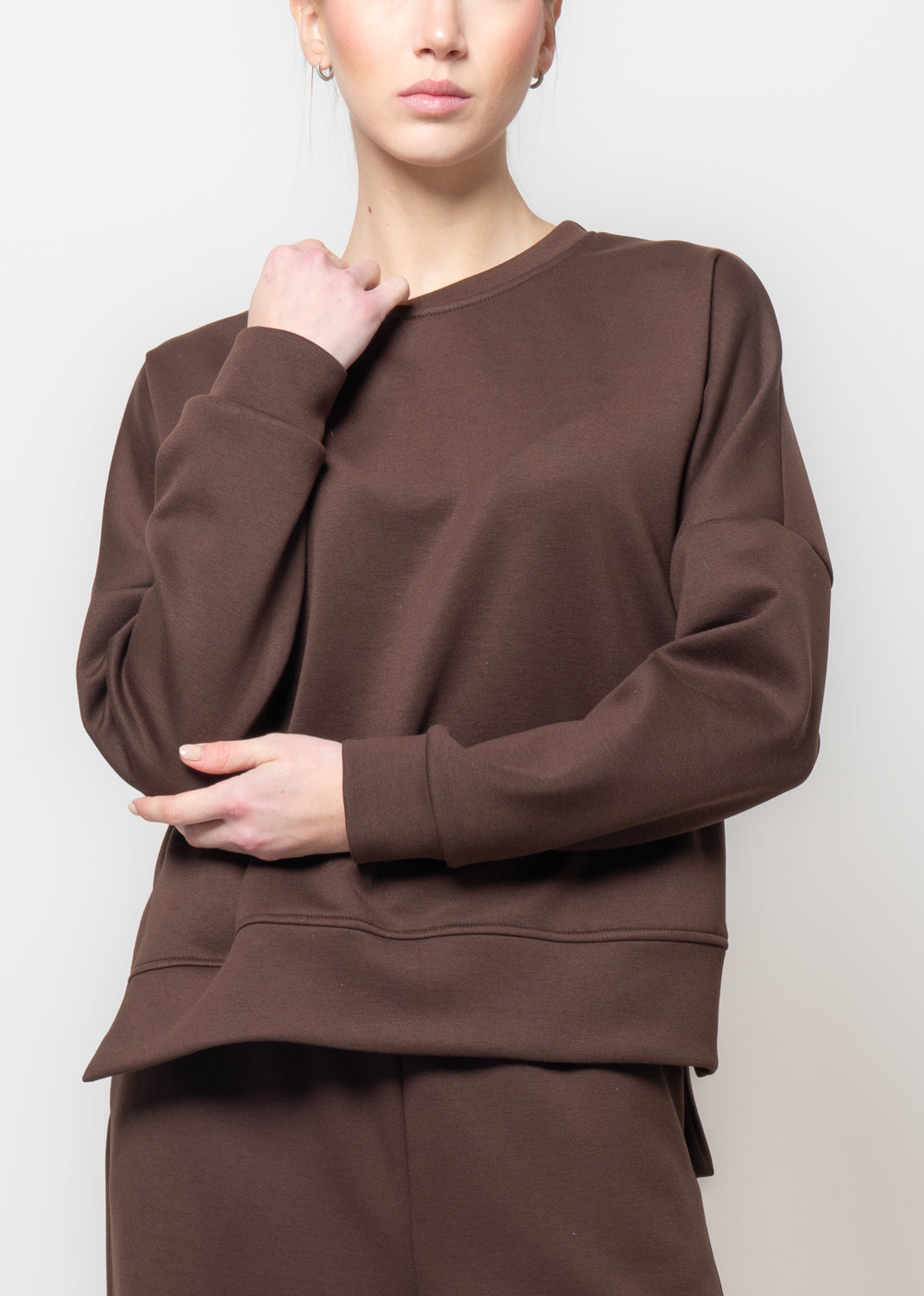 Felpa in neoprene garzato con spacchi laterali