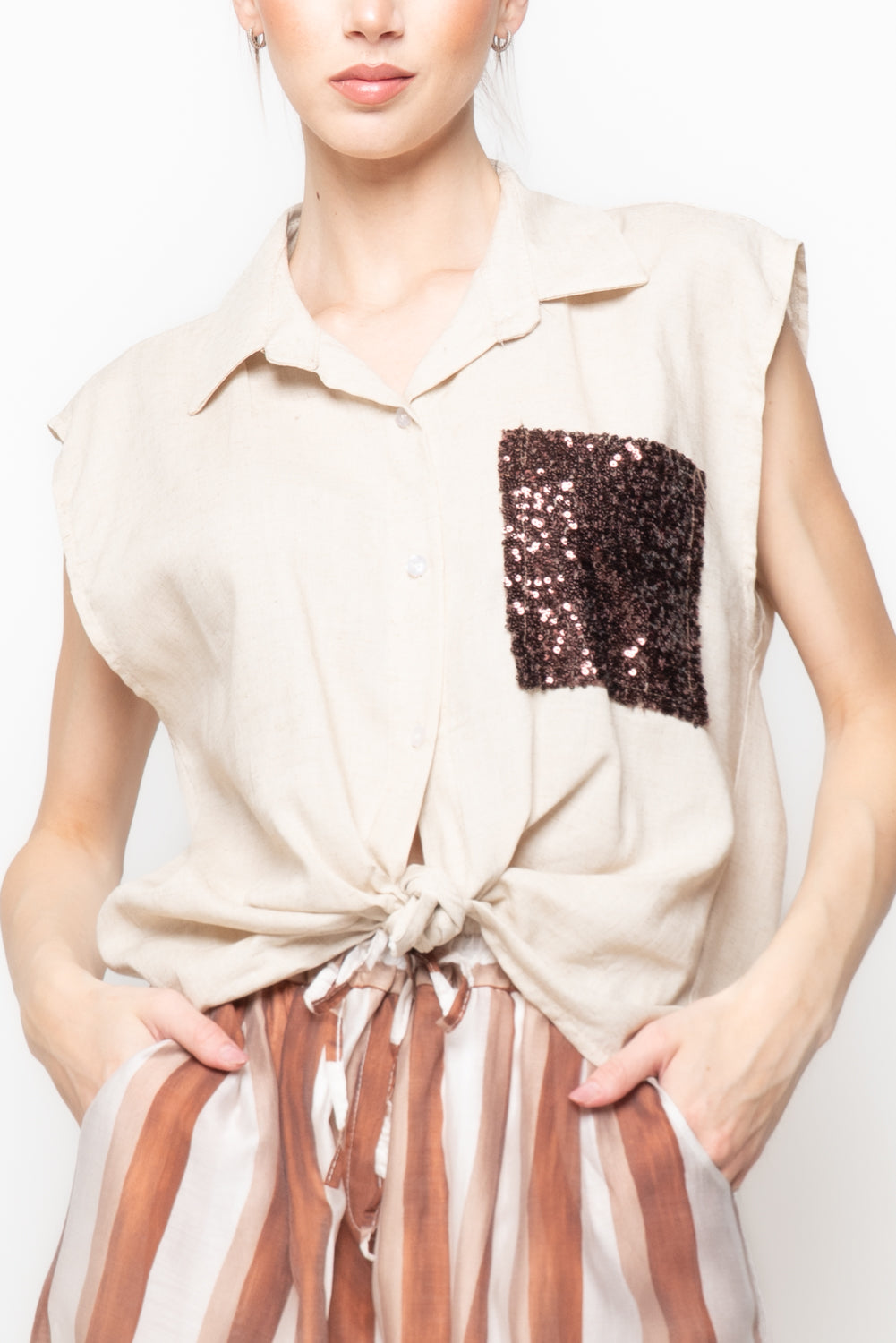 Camicia con Tasca in Paillettes