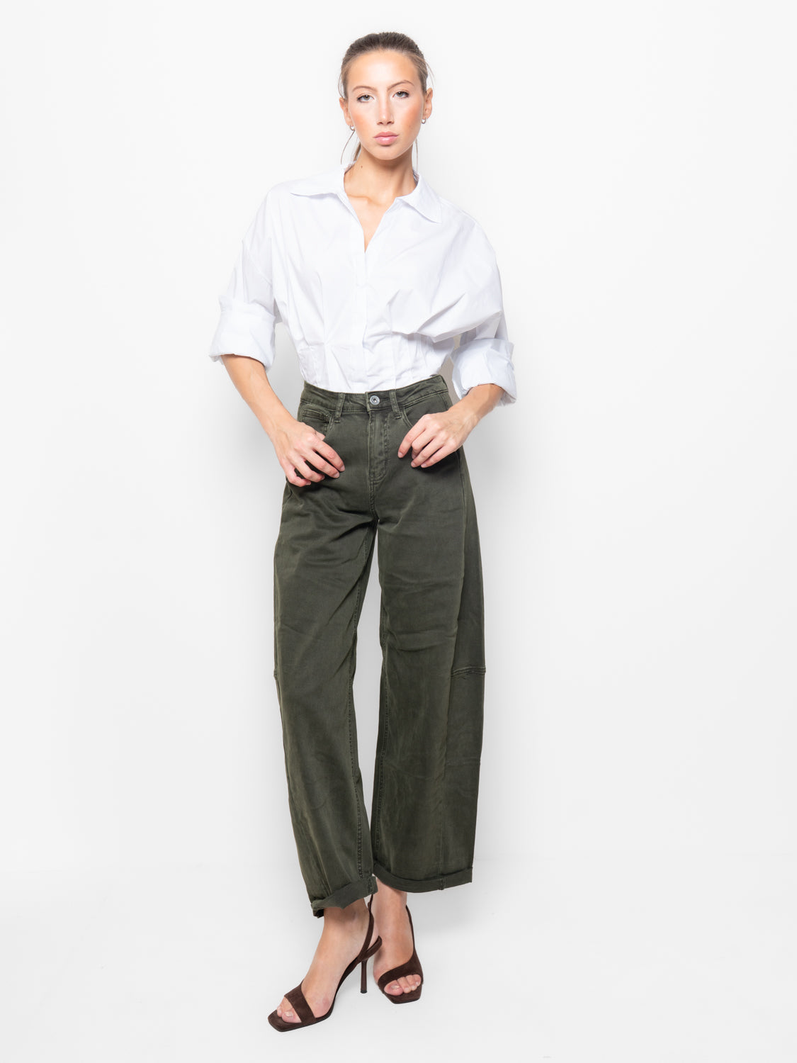 Pantalone barrel in cotone