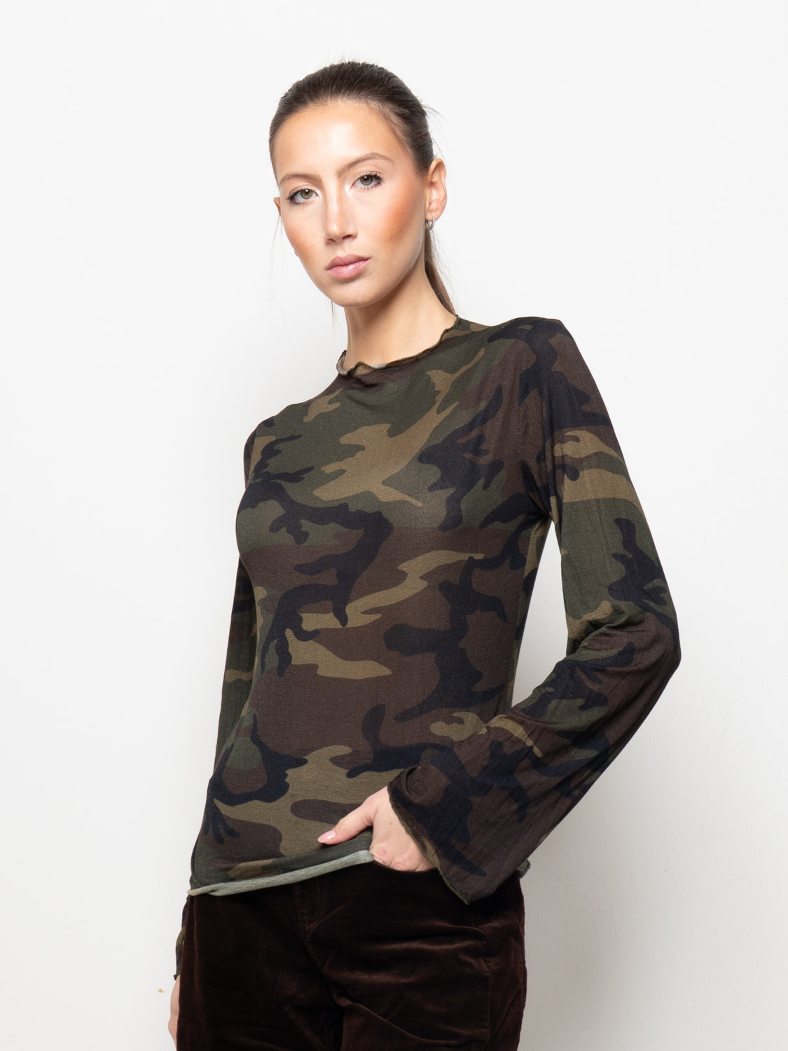 Maglia misto cashmere stampa camouflage