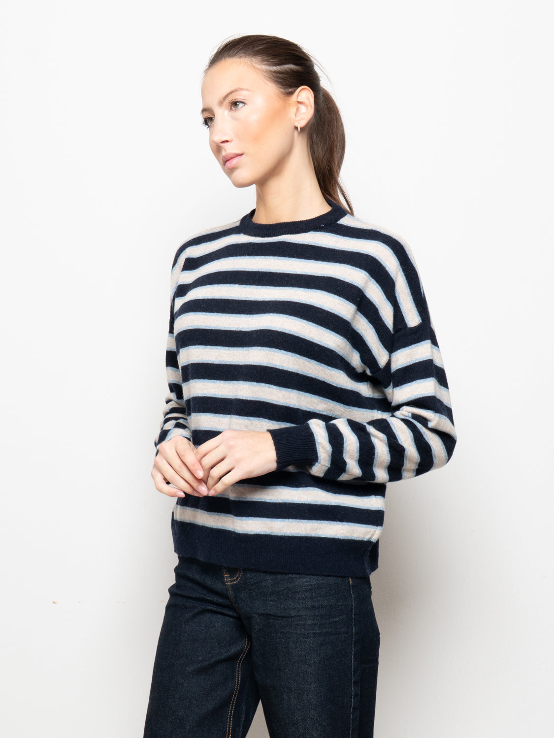 Maglia a righe misto cashmere
