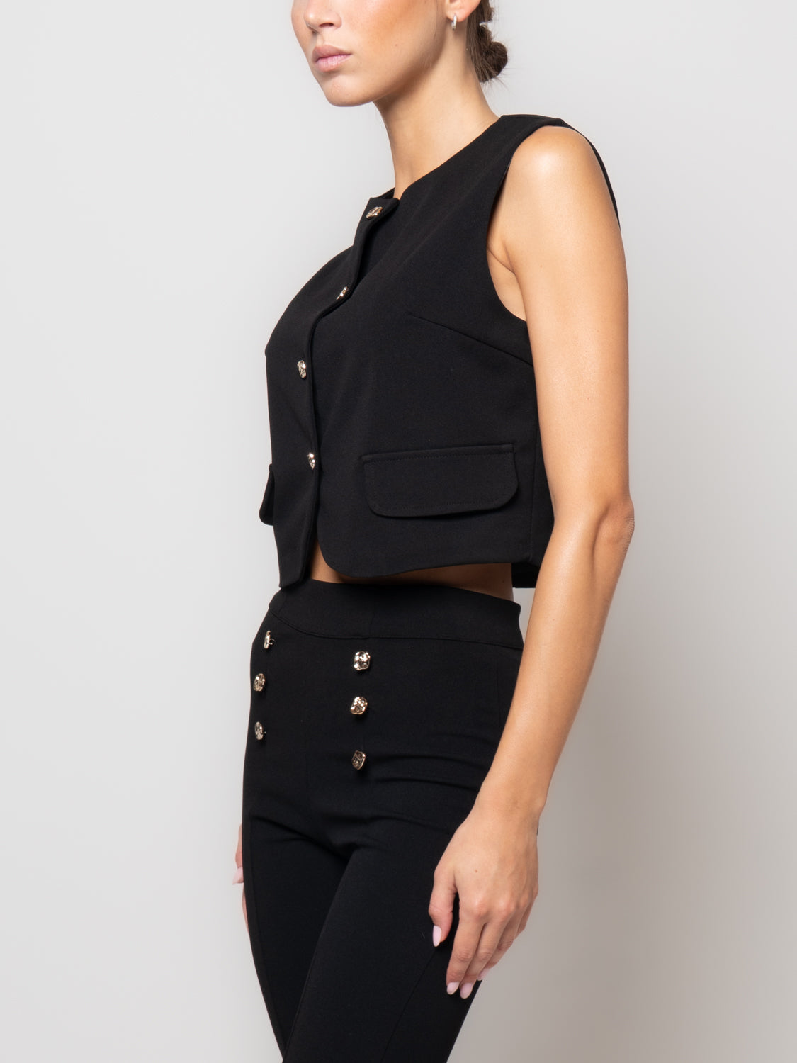 Gilet con bottoni argento