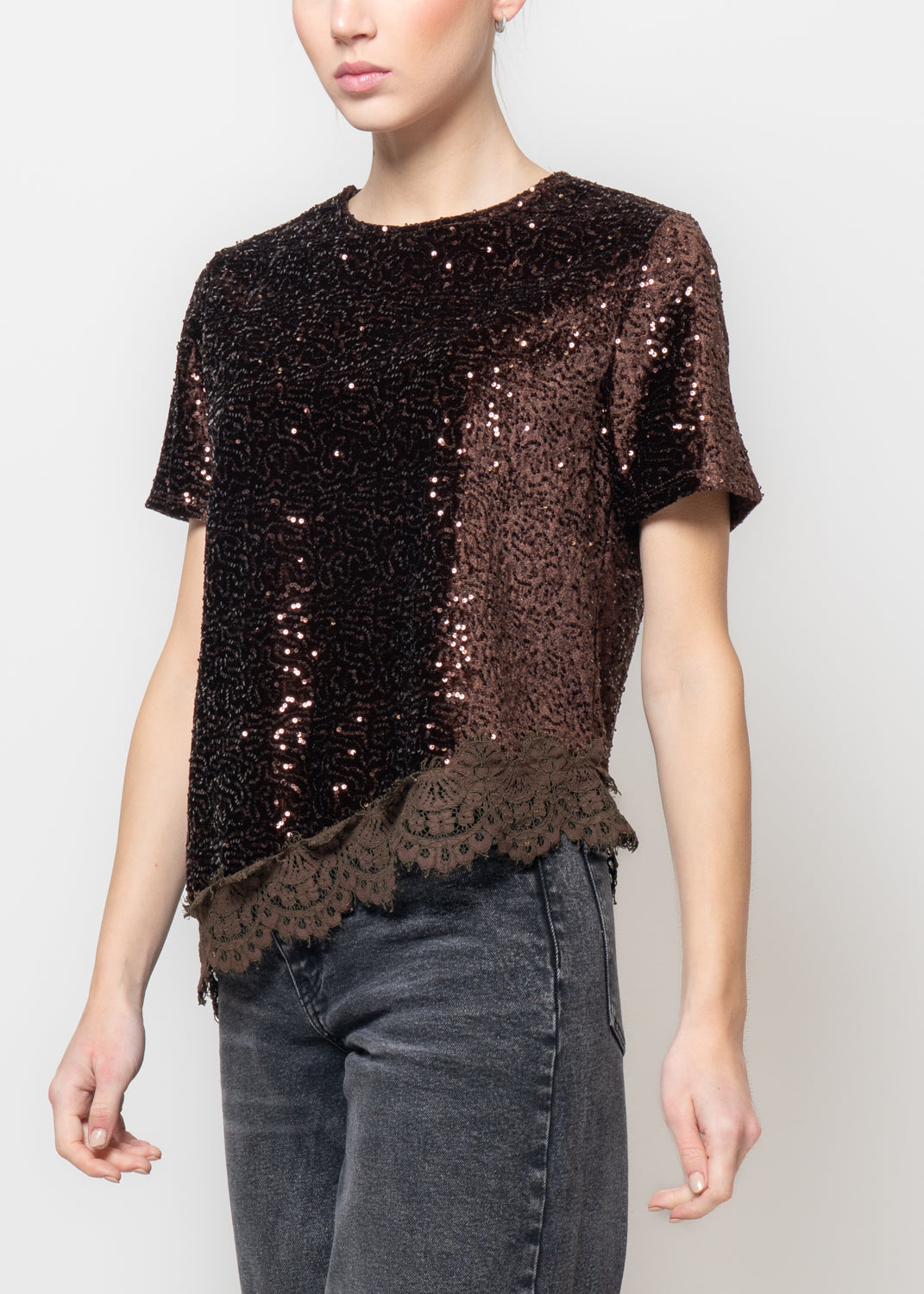 Blusa in paillettes e ciniglia