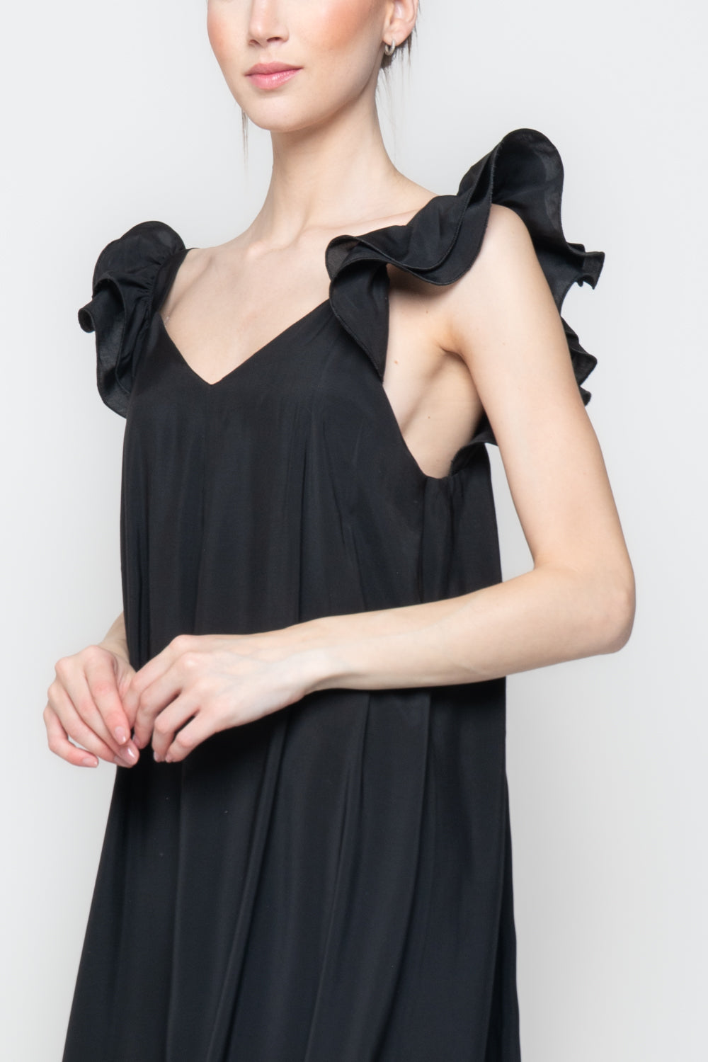 Abito Midi con Spalline a Balze