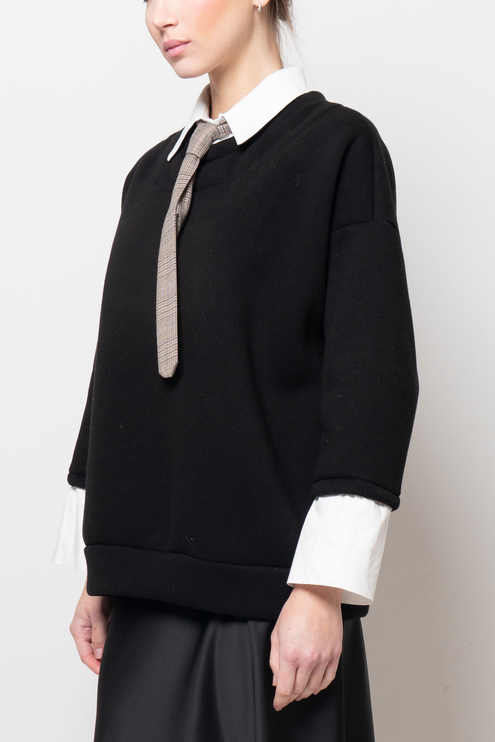 Felpa doppio tessuto con cravatta