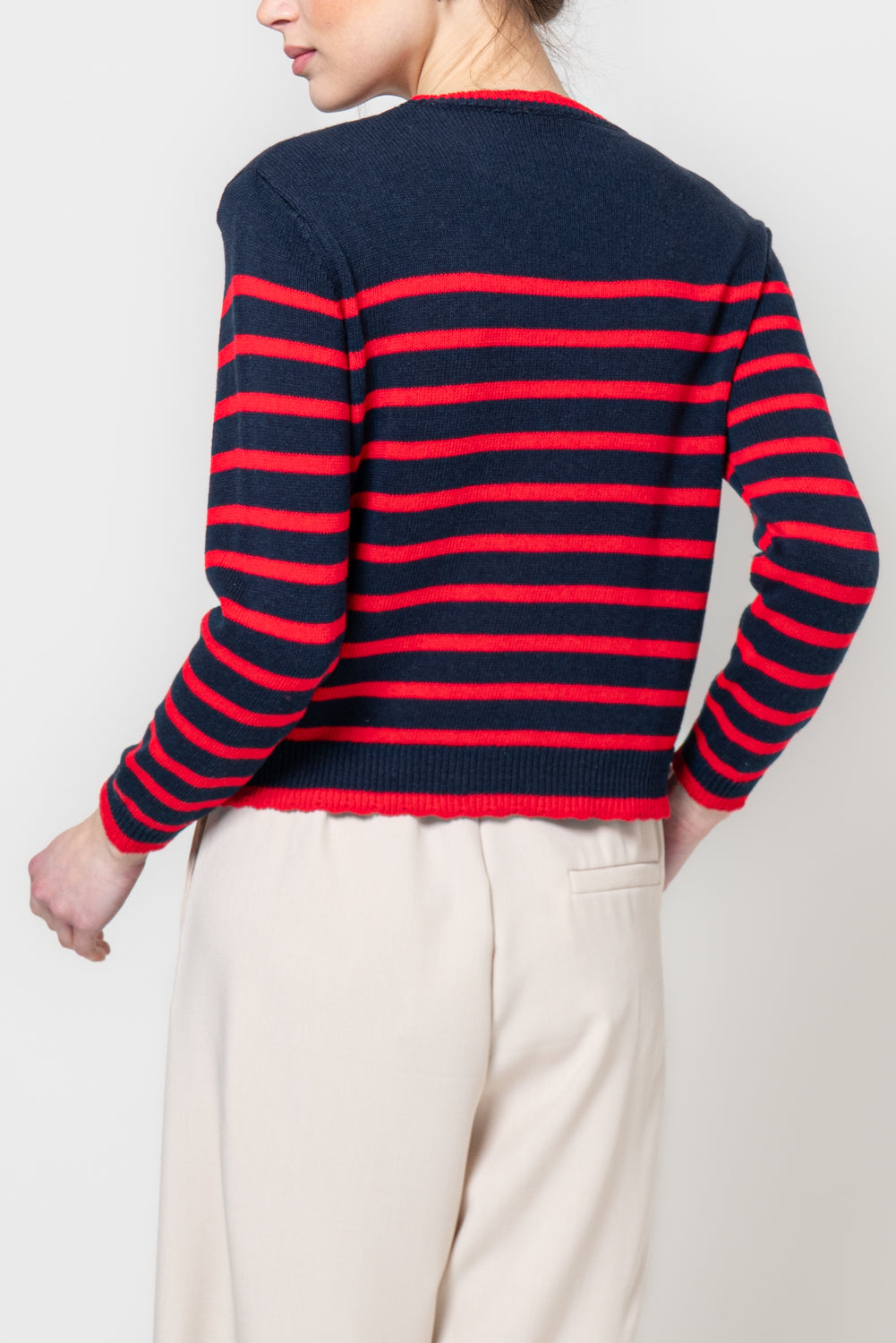 Maglia paricollo a righe