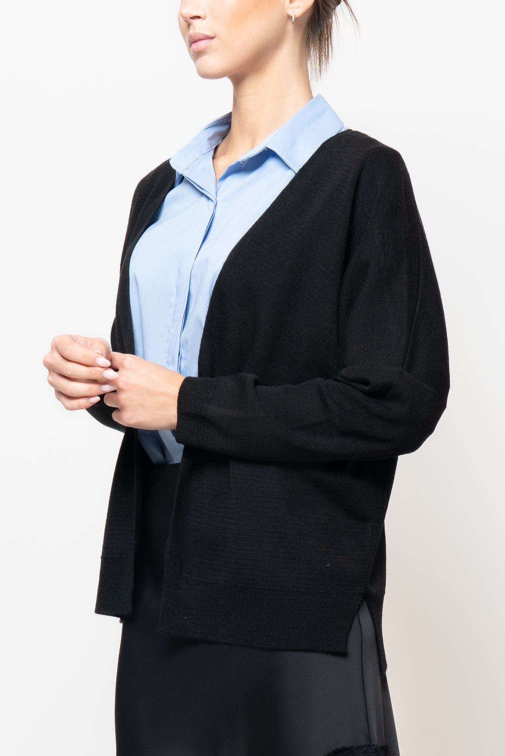 Cardigan in misto lana con spacchi