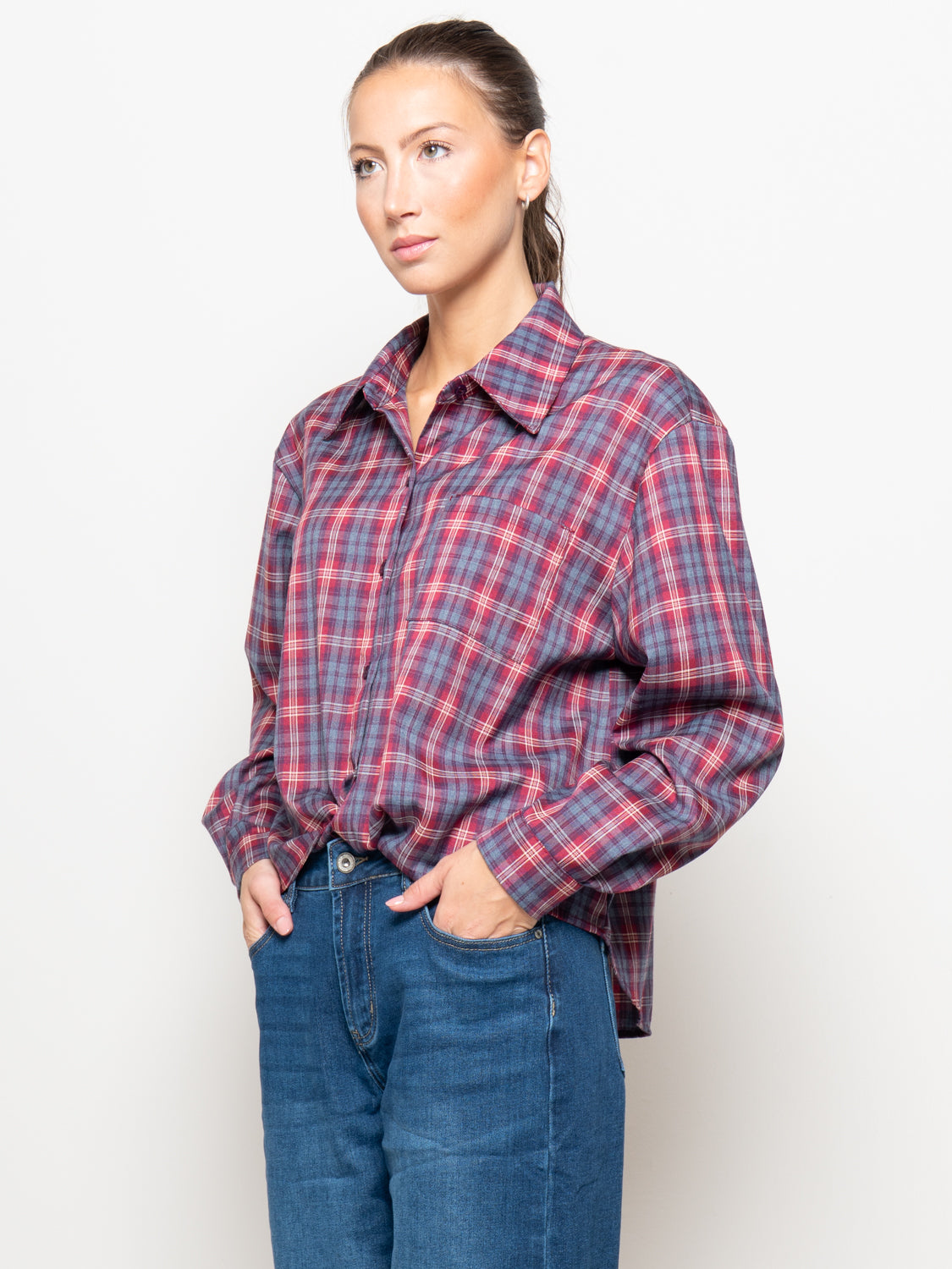 Camicia flanella check con taschino