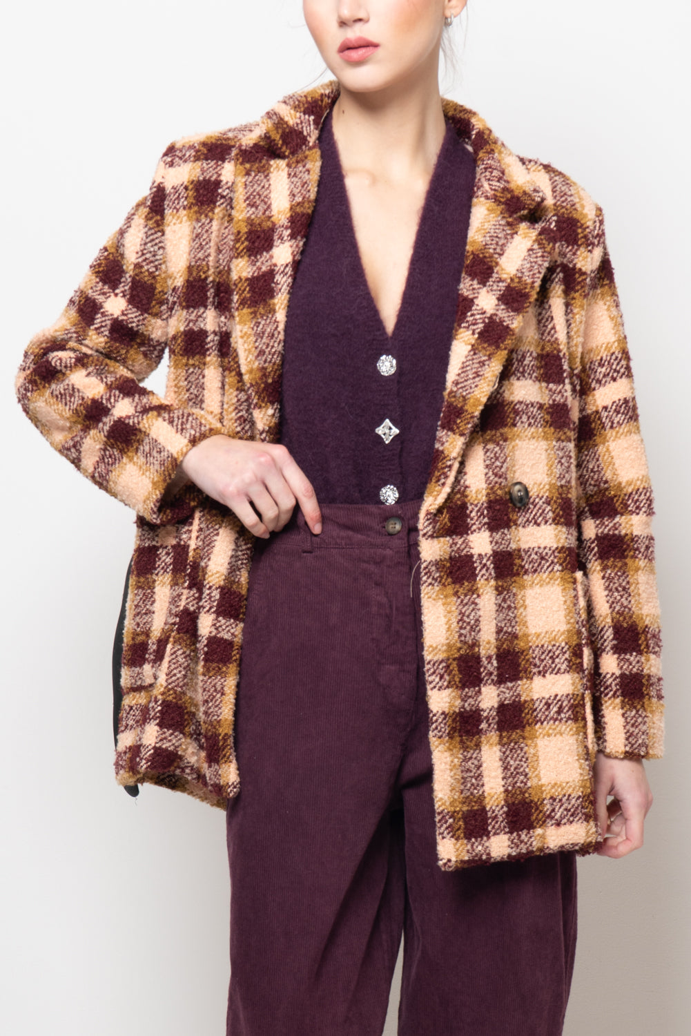 Giacca bouclé a quadri