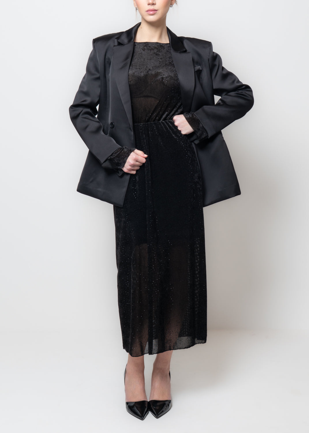 Giacca in raso sfiancata