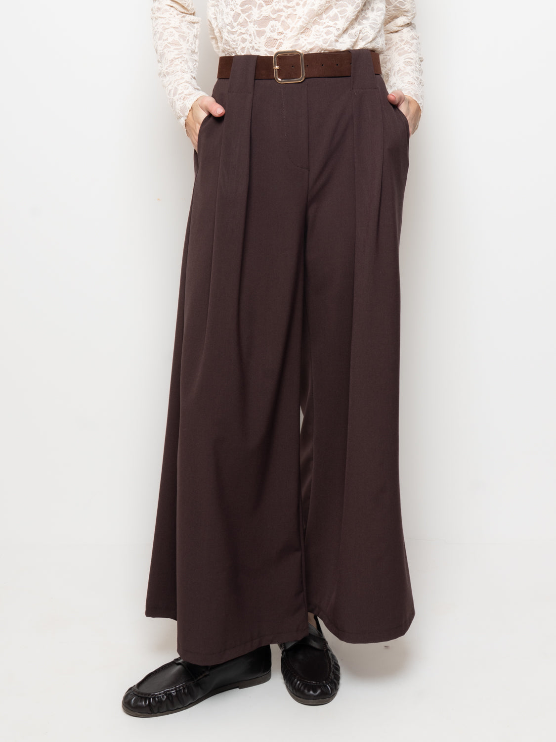 Pantalone palazzo con cintura