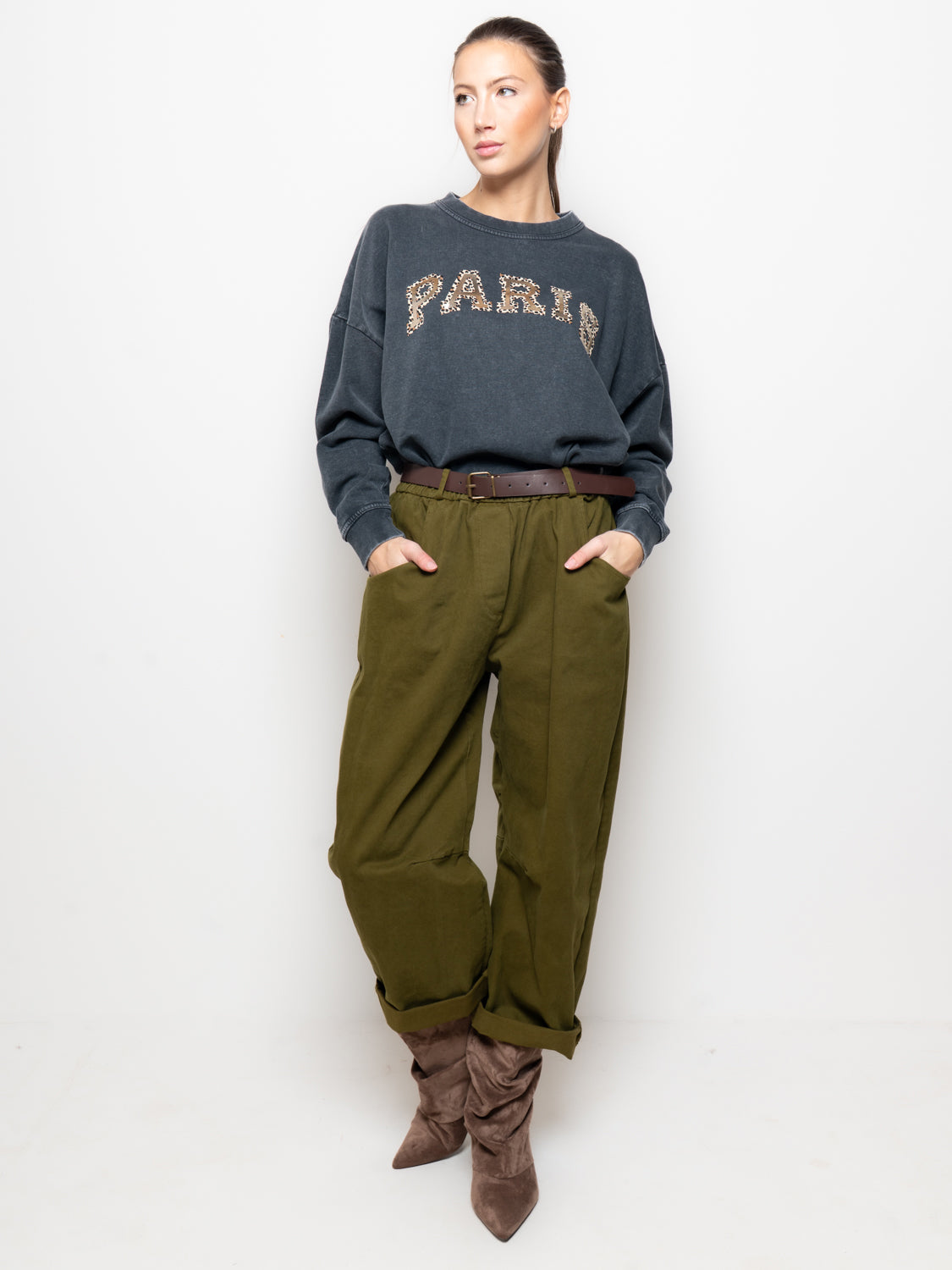 Pantalone cargo a vita alta