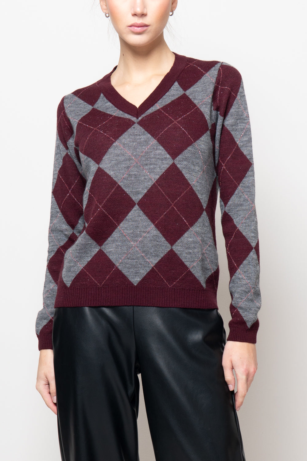 Maglia a rombi scollo a V