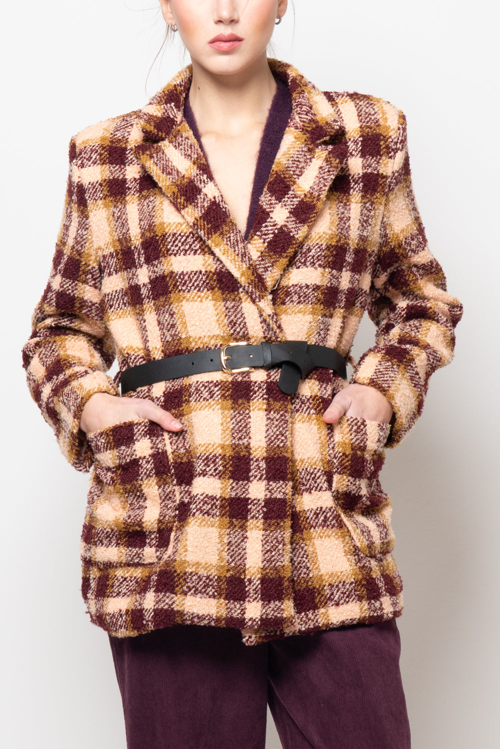 Giacca bouclé a quadri